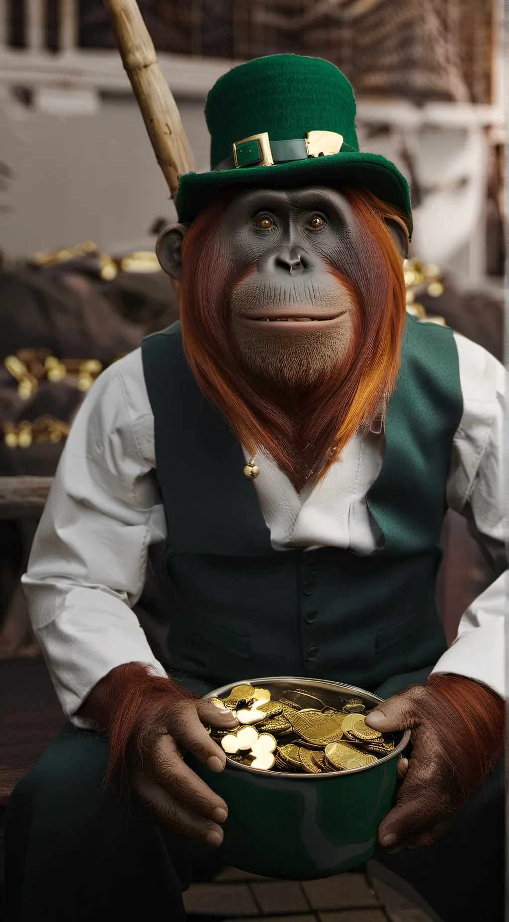 ai character: leprechaun monkey background