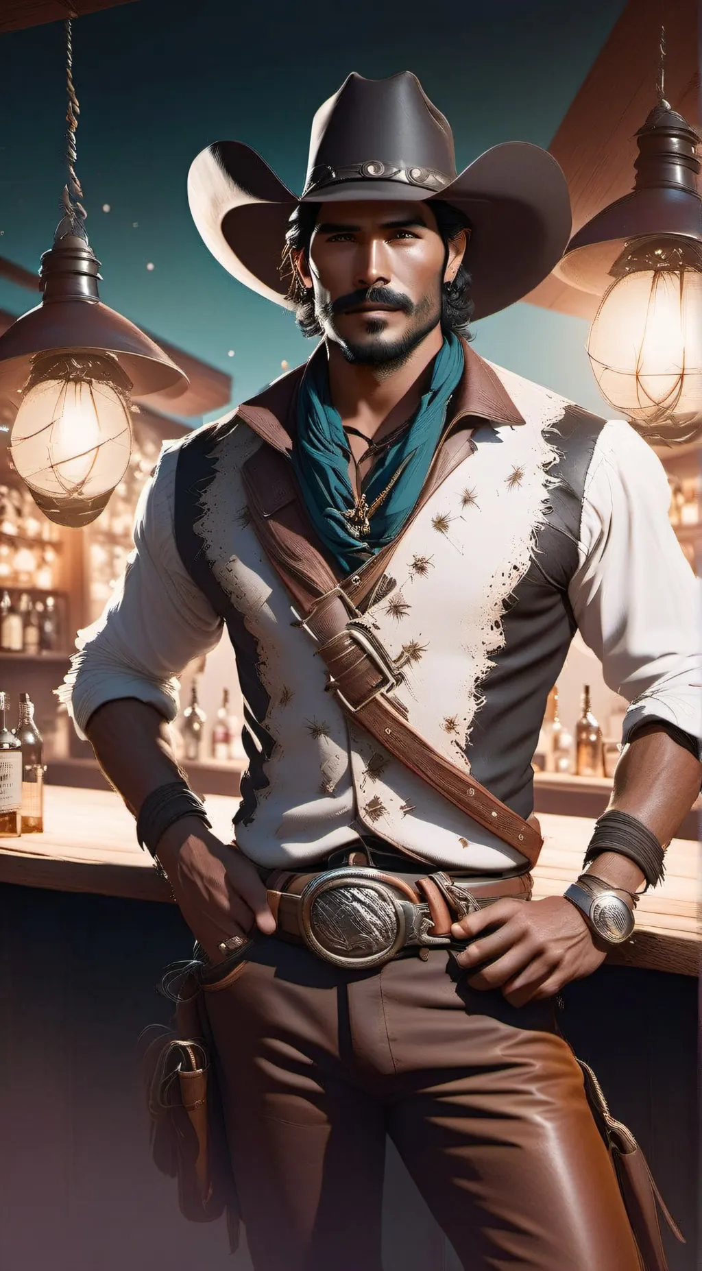 ai character: Cowboy epic background
