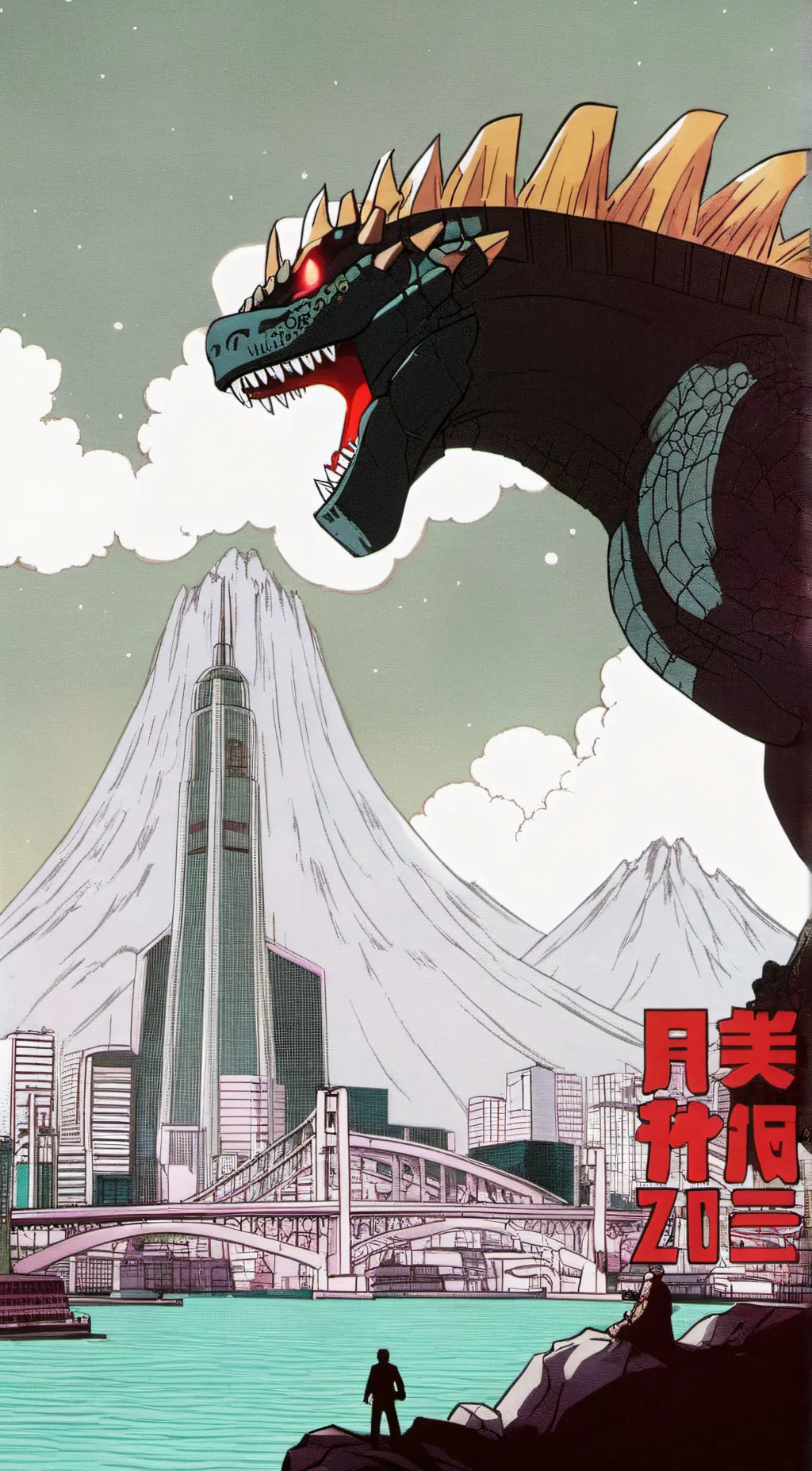 ai character: Godzilla 2024 background