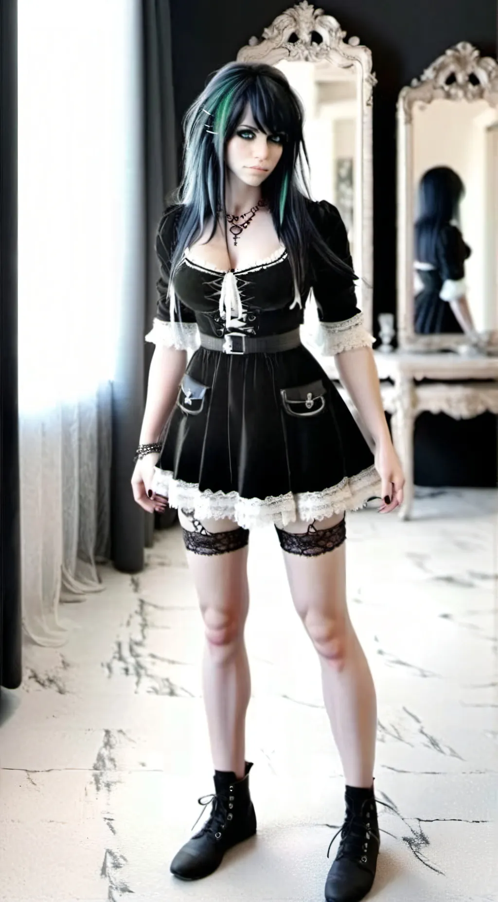 ai character: Selina (Goth girl) background