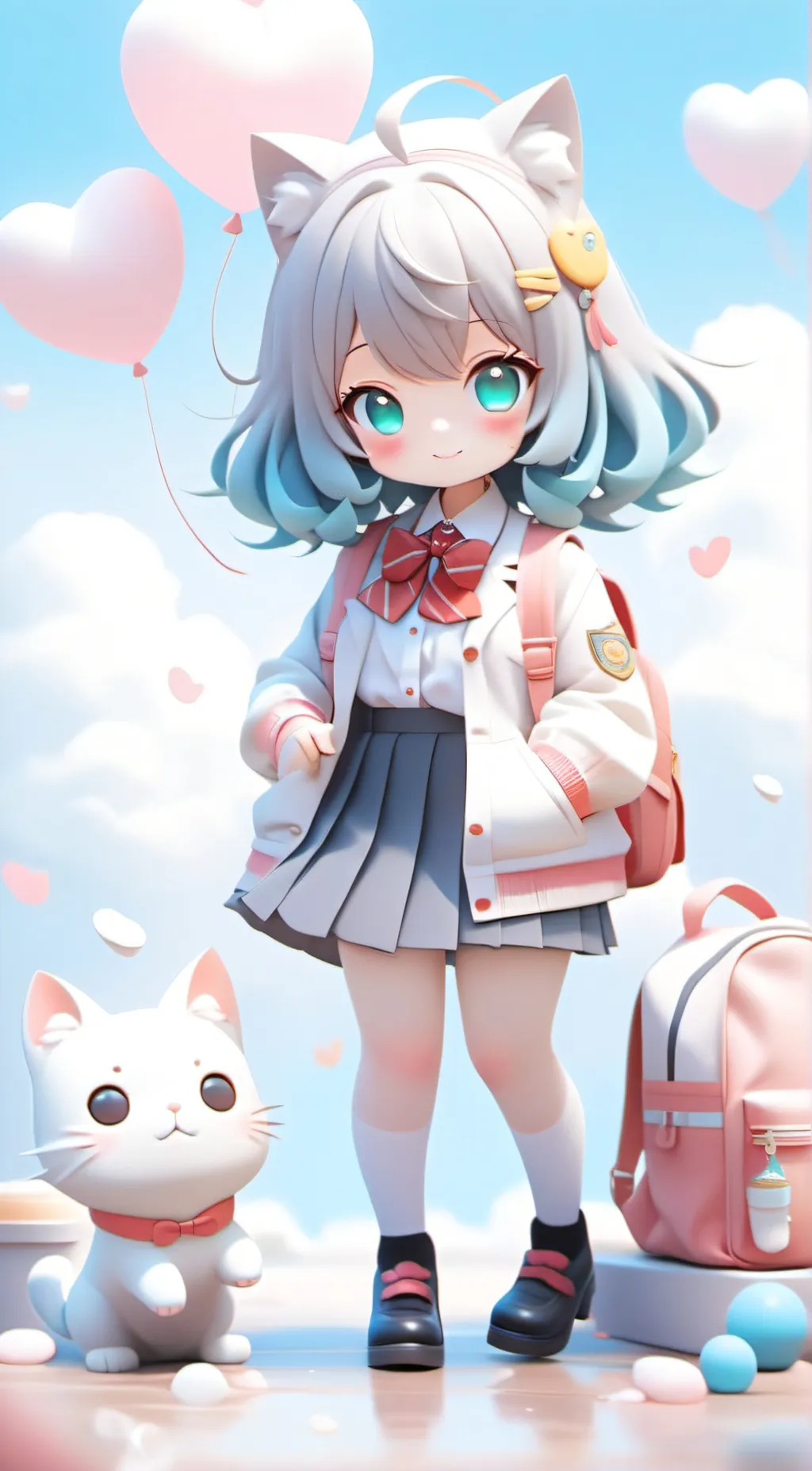 ai character: School cat girl background