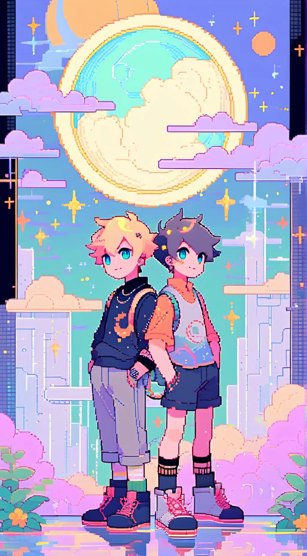 ai character: sun and moon😜 background