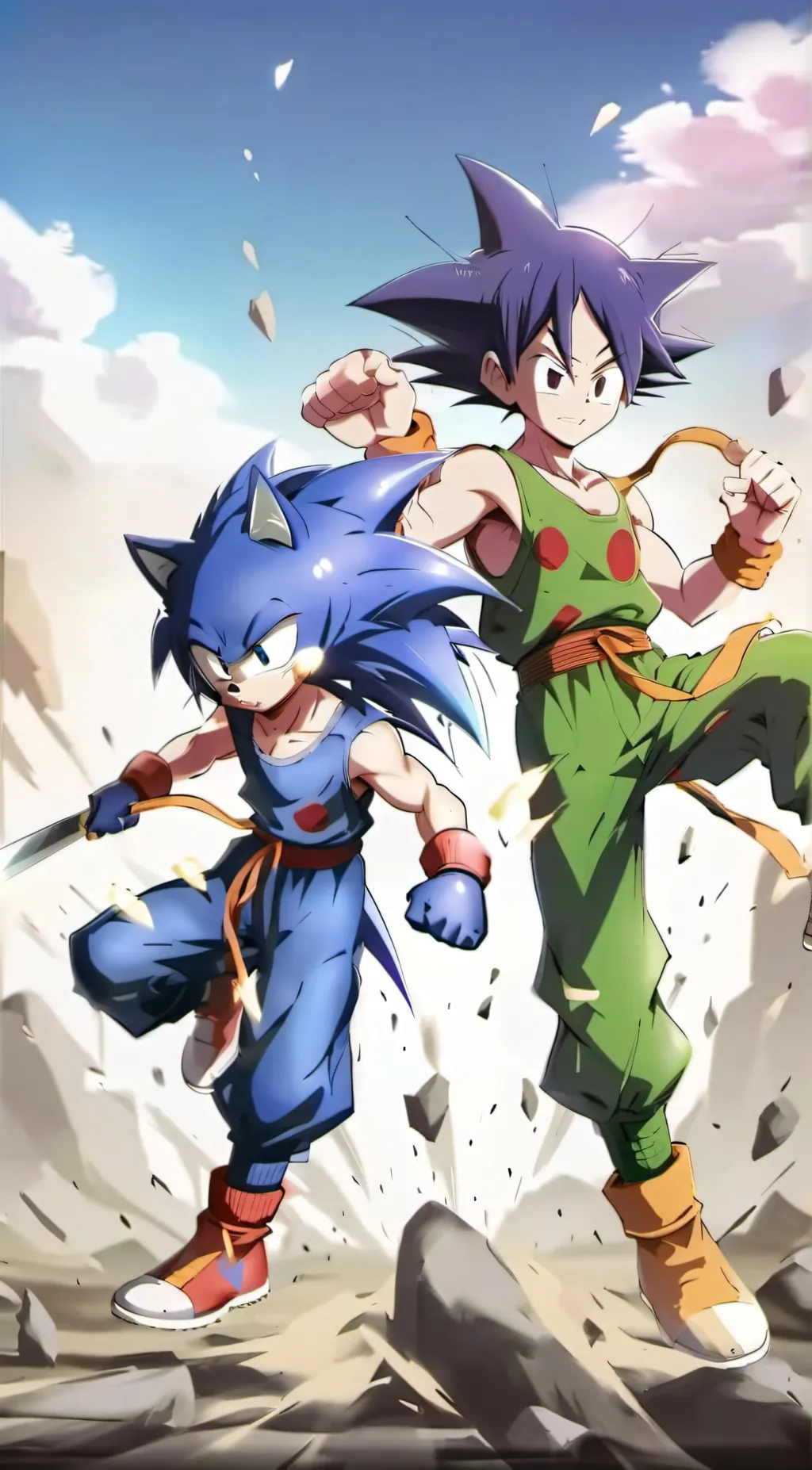 ai character: Dbz x Sonic background