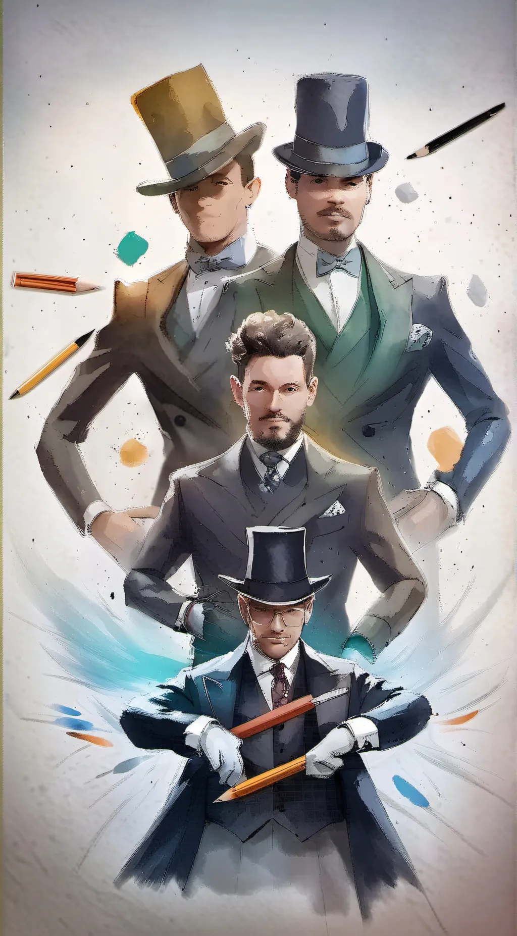 ai character: Pencil men background