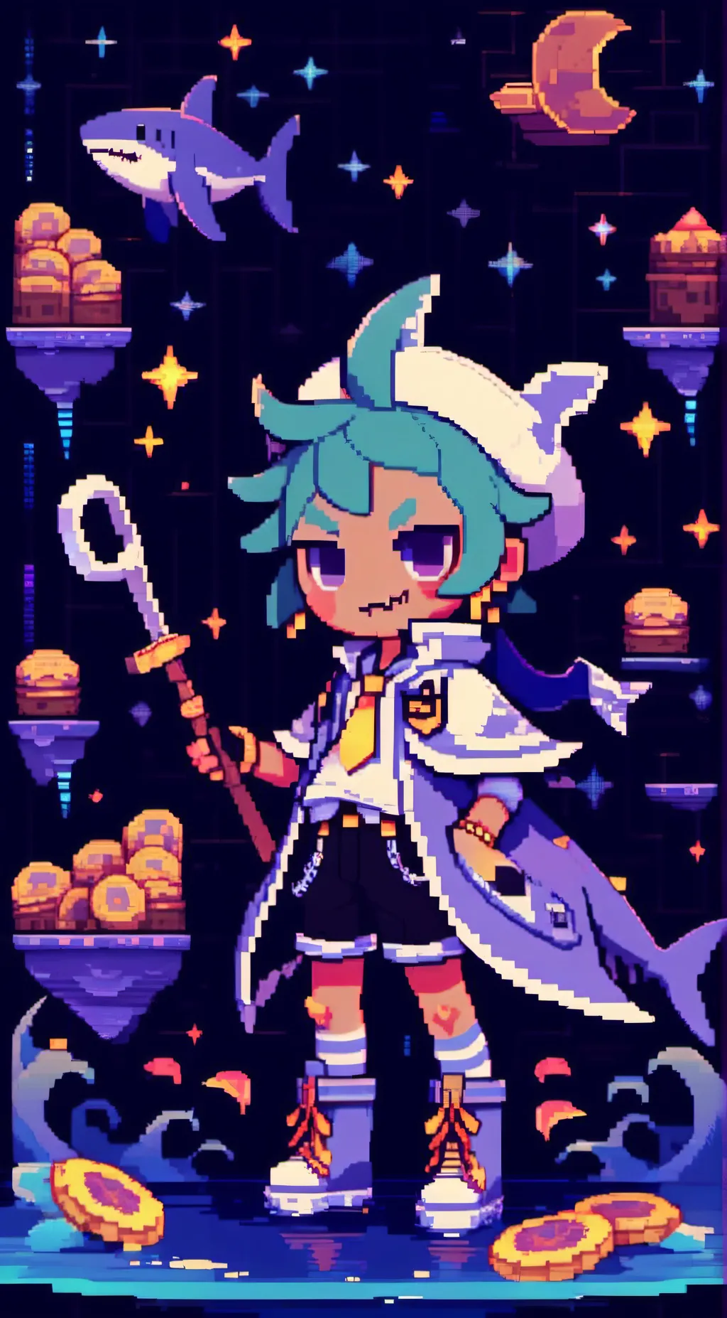 ai character: U bf shark cookie background