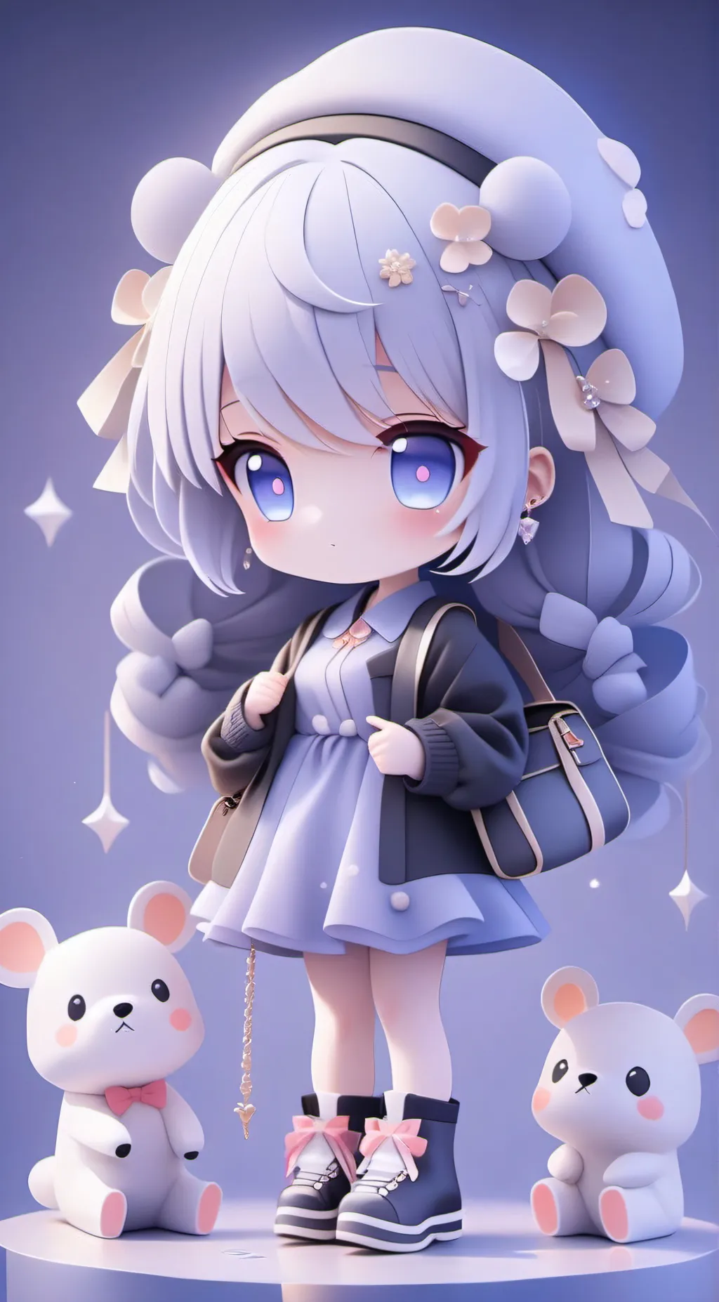 ai character: Violet background