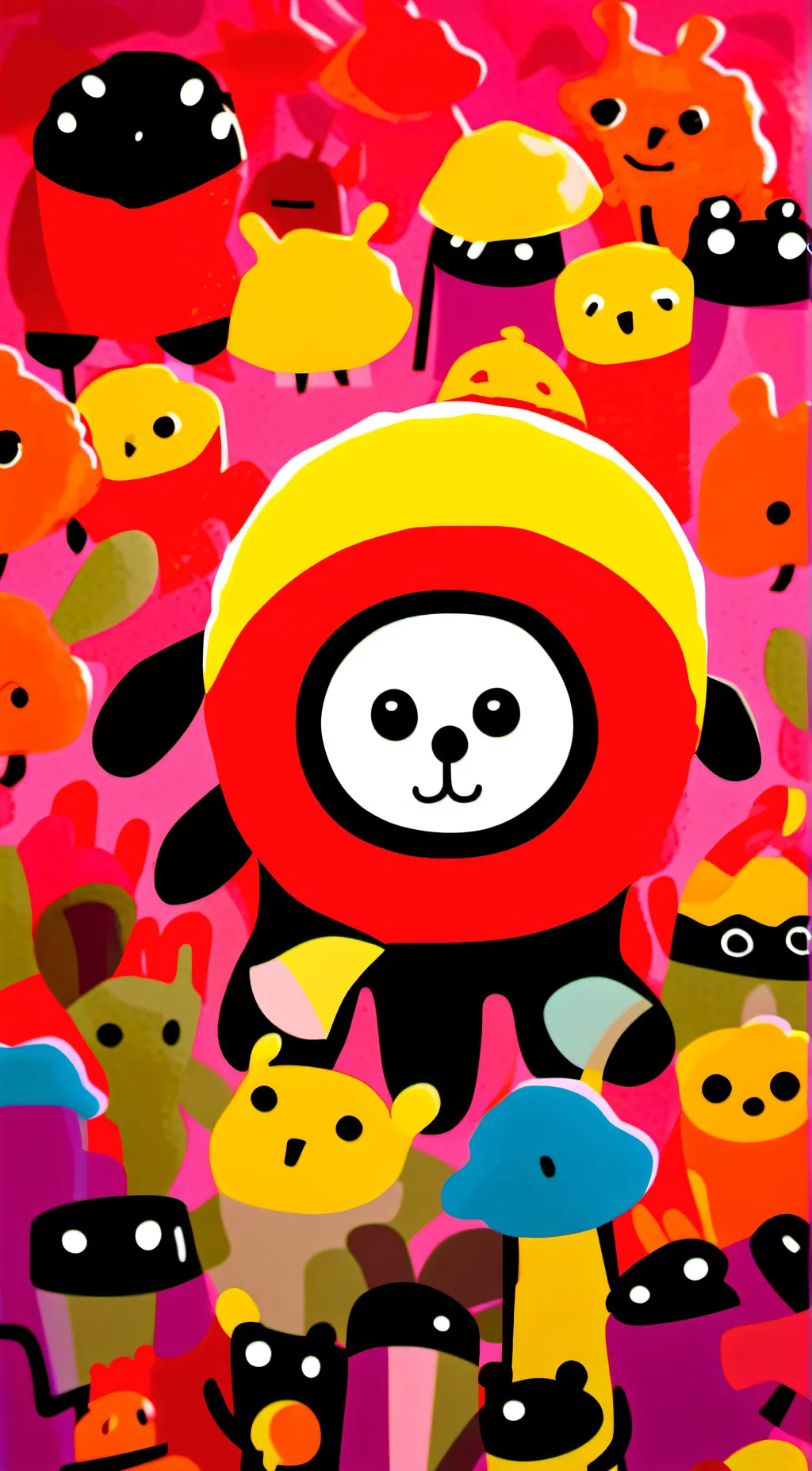 ai character: smiling critters background