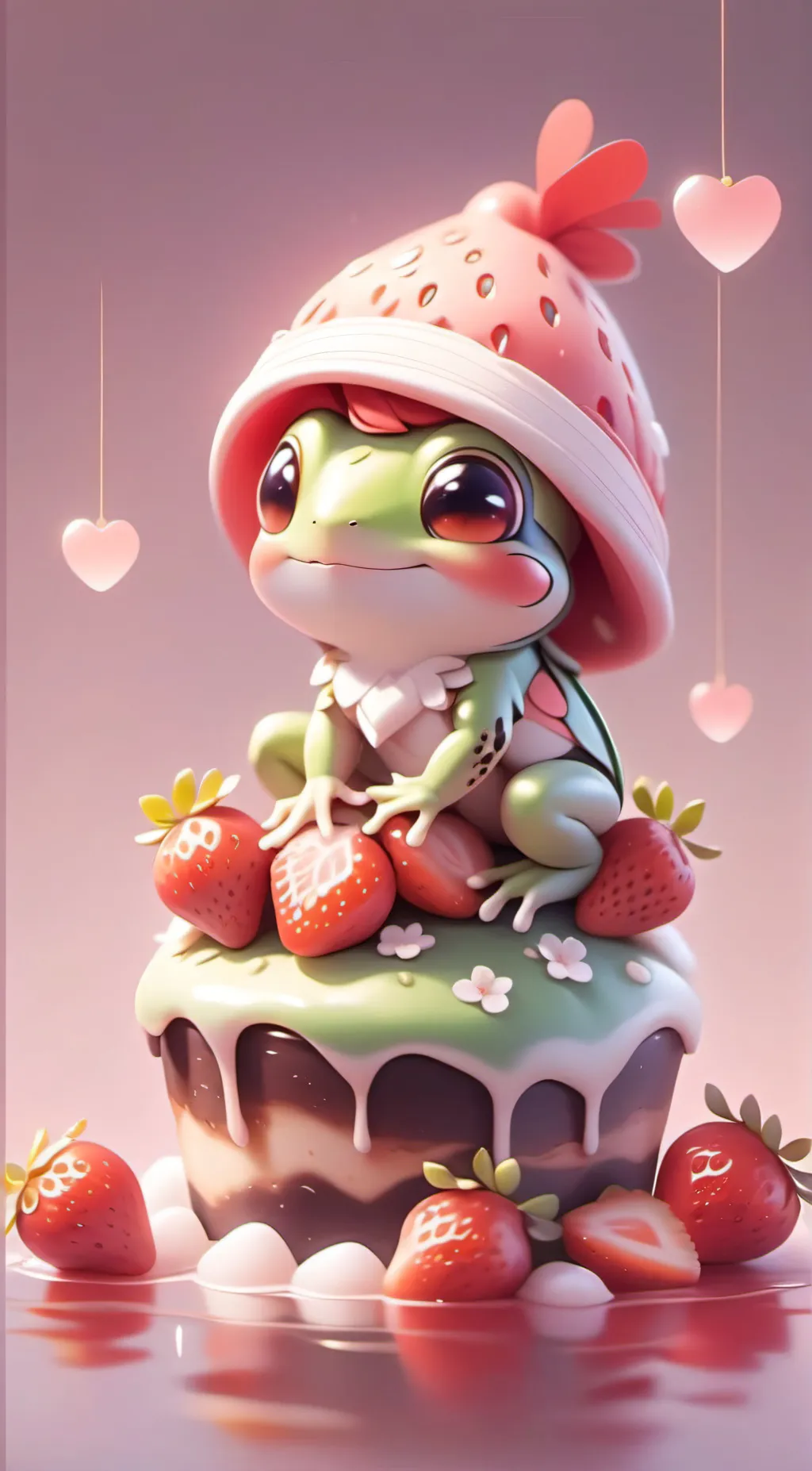 ai character: Strawberry frog background