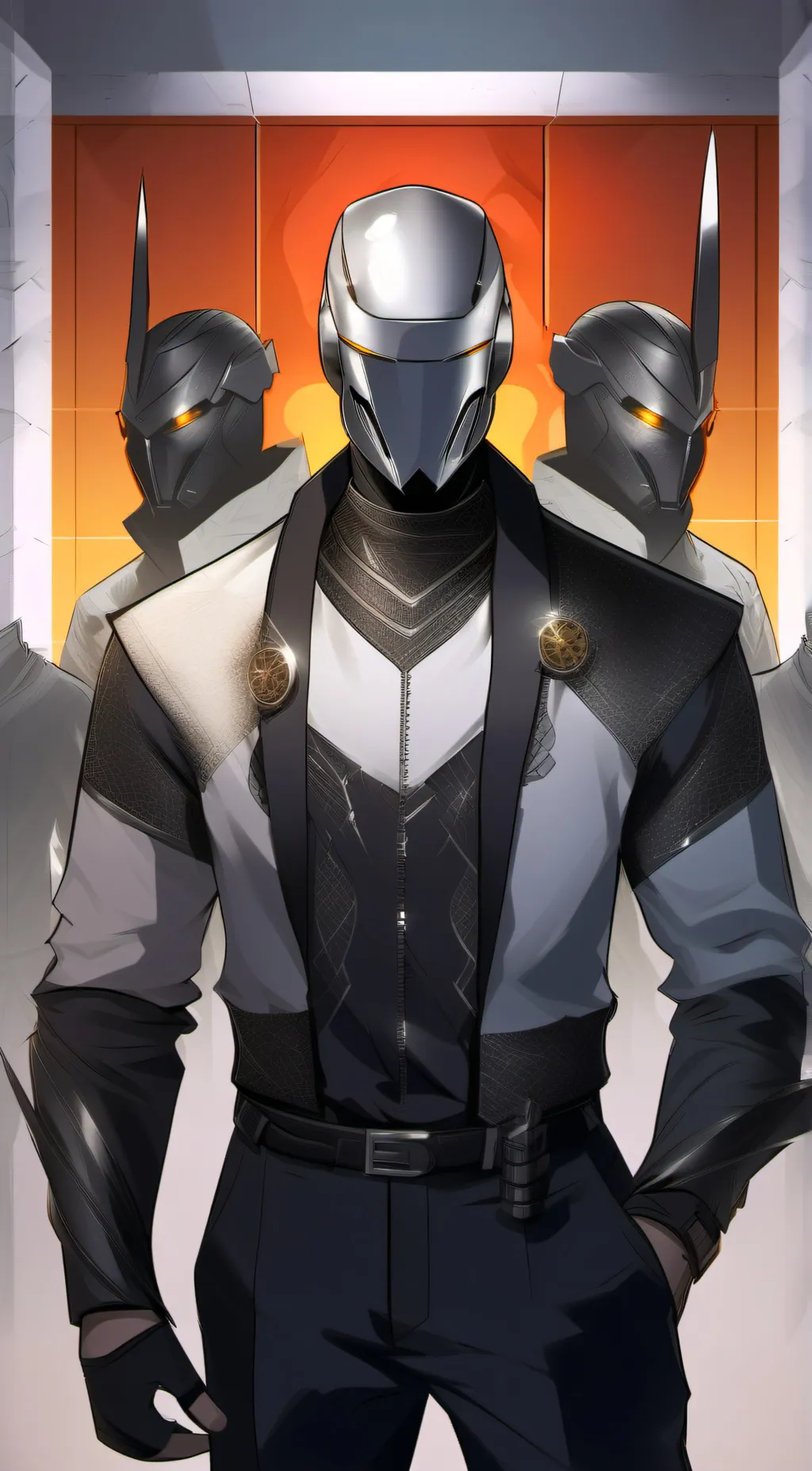 ai character: metal emerald  background