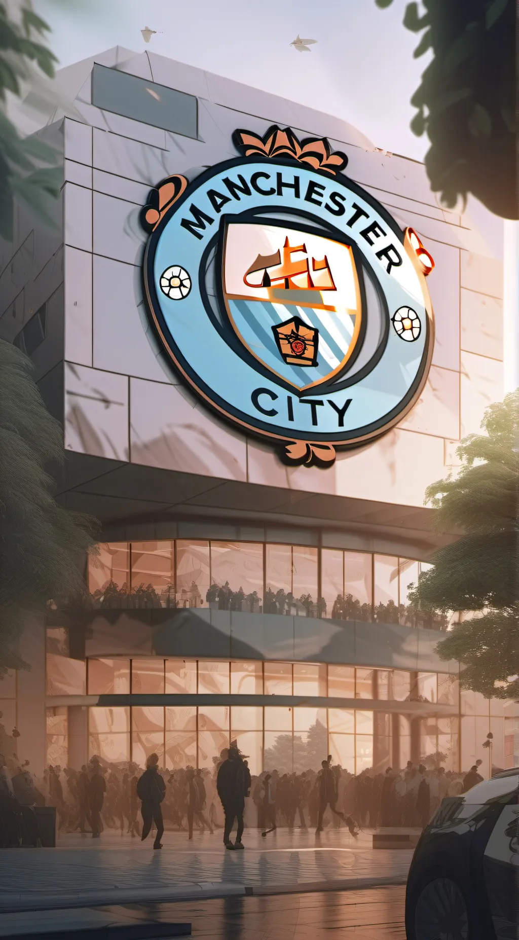 ai character: Manchester City FC background