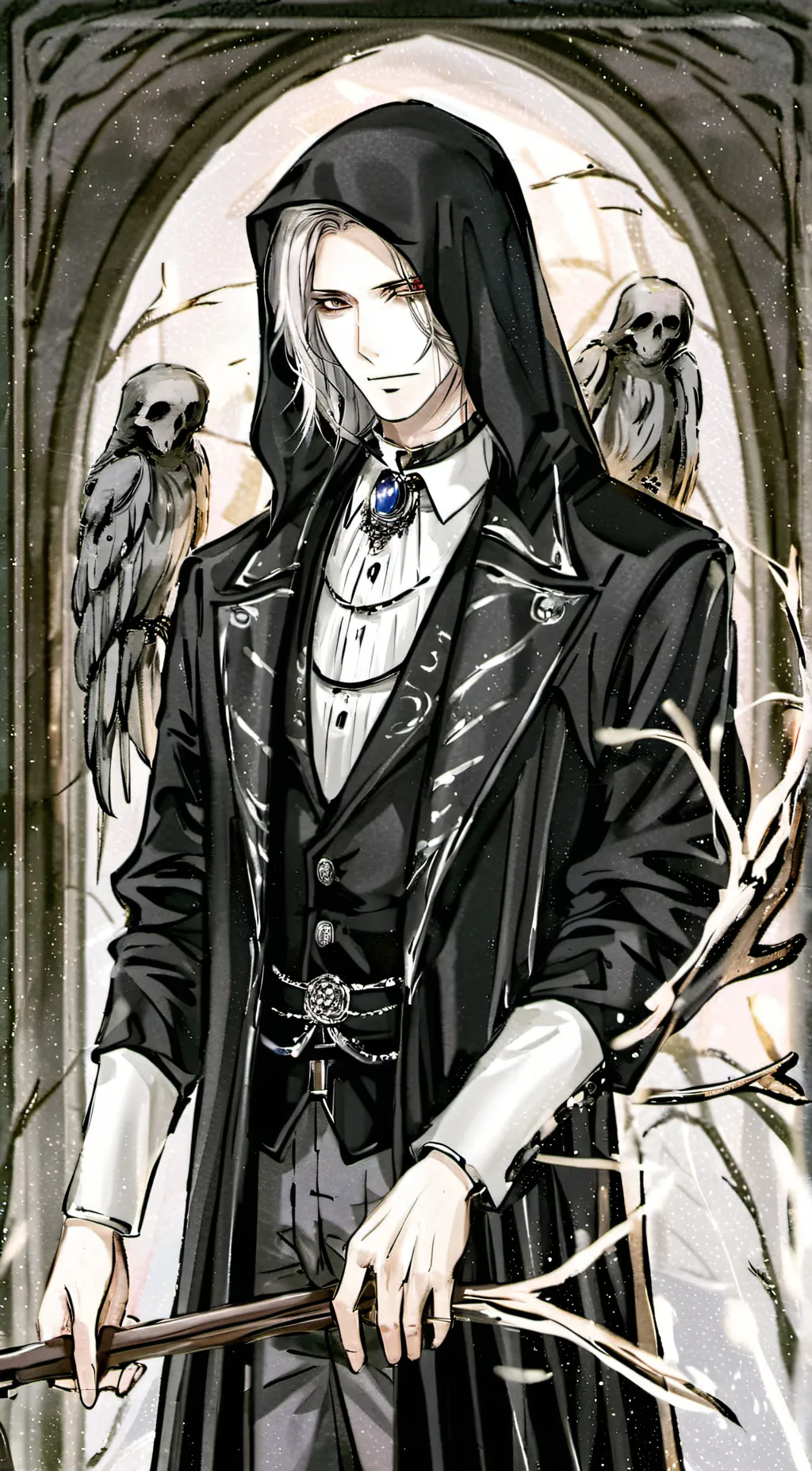 ai character: Grim background