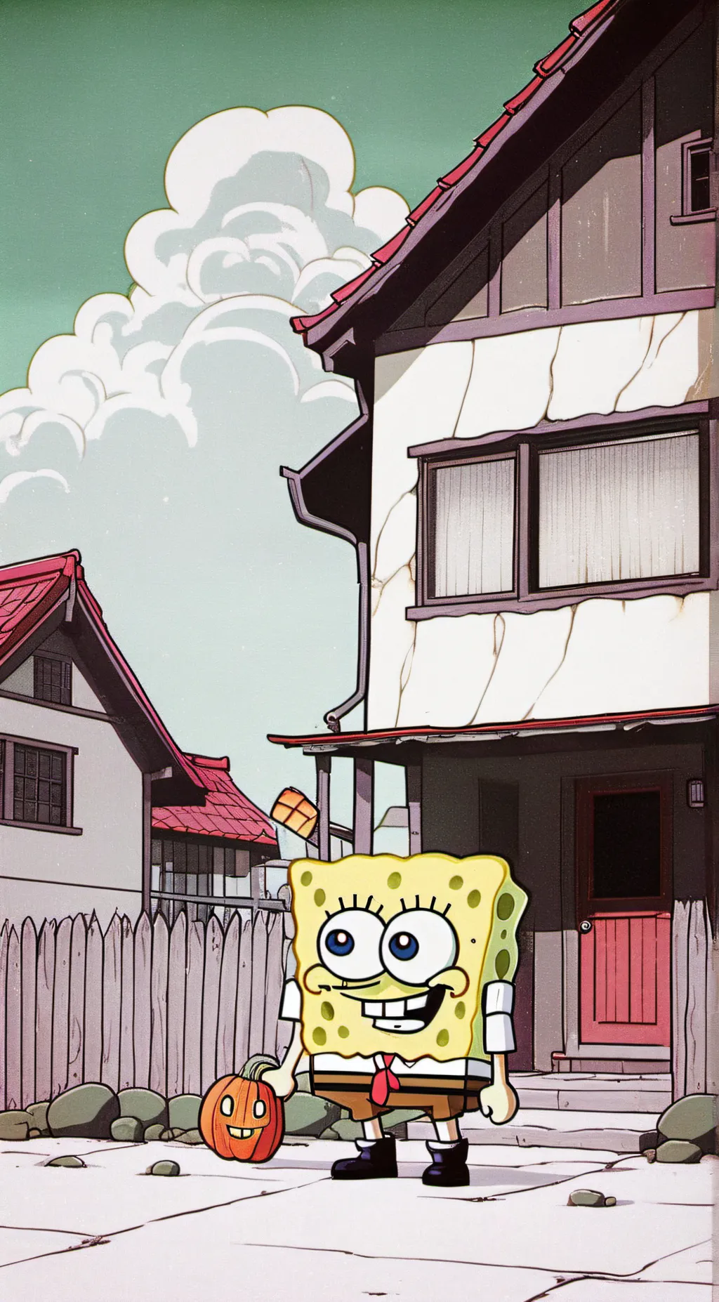 ai character: sponge bob and Xbo background