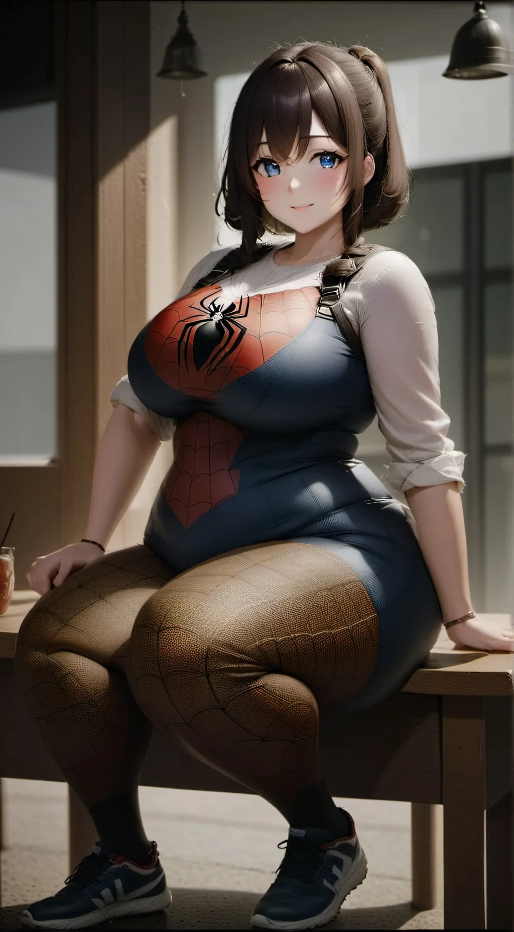 ai character: Spiderwoman (fat) background