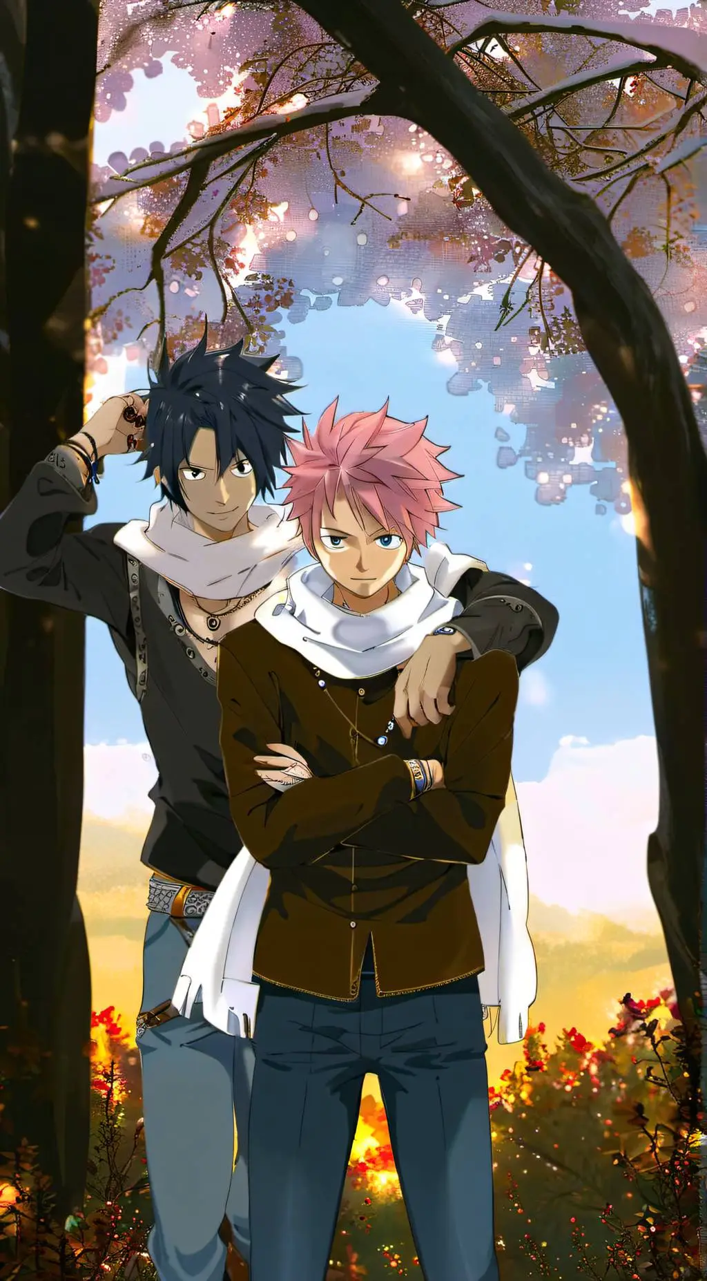 ai character: Natsu & Grey  background