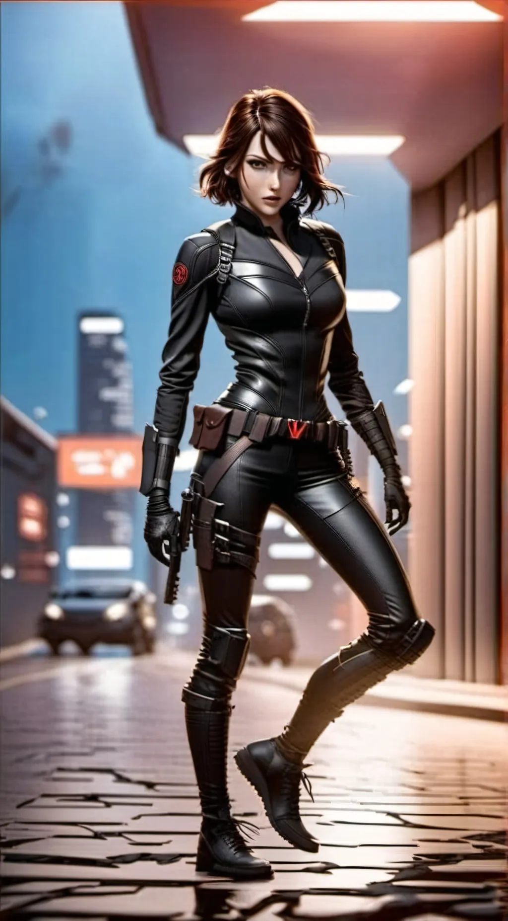 ai character: Mikasa Black widow background