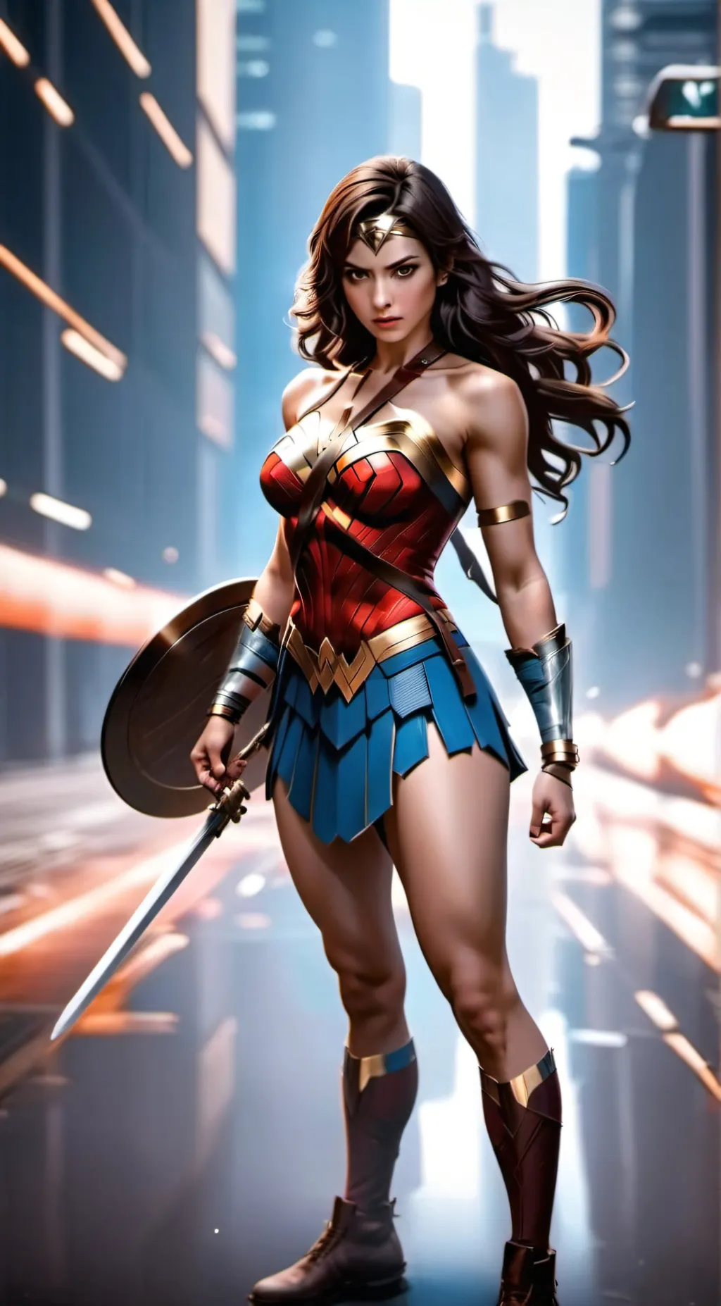 ai character: Mikasa wonder woma background