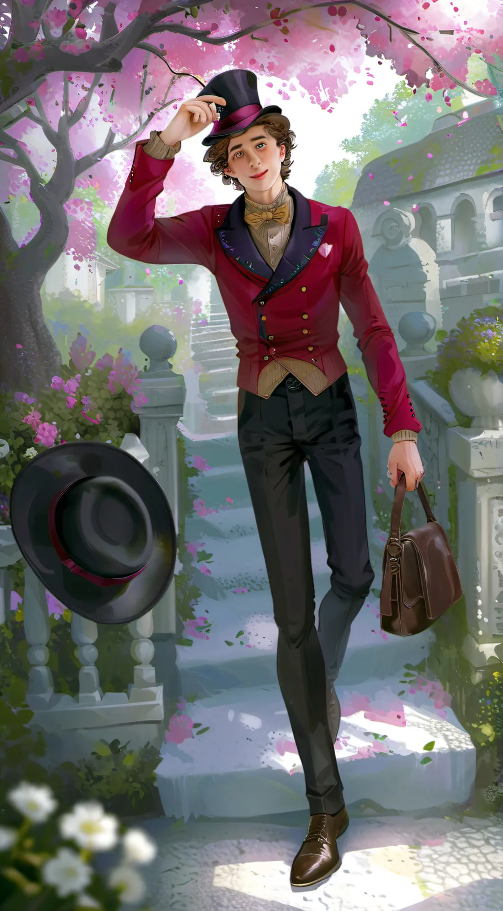 ai character: Willie Wonka background