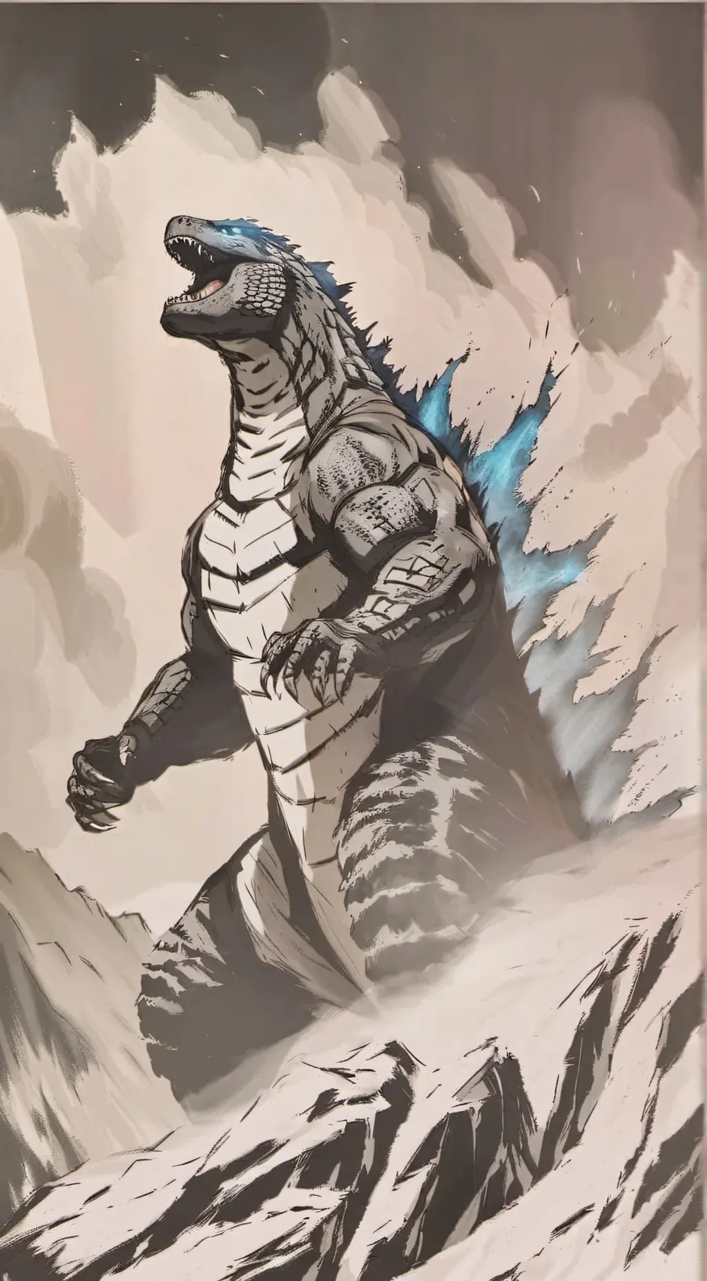 ai character: Godzilla 3 background