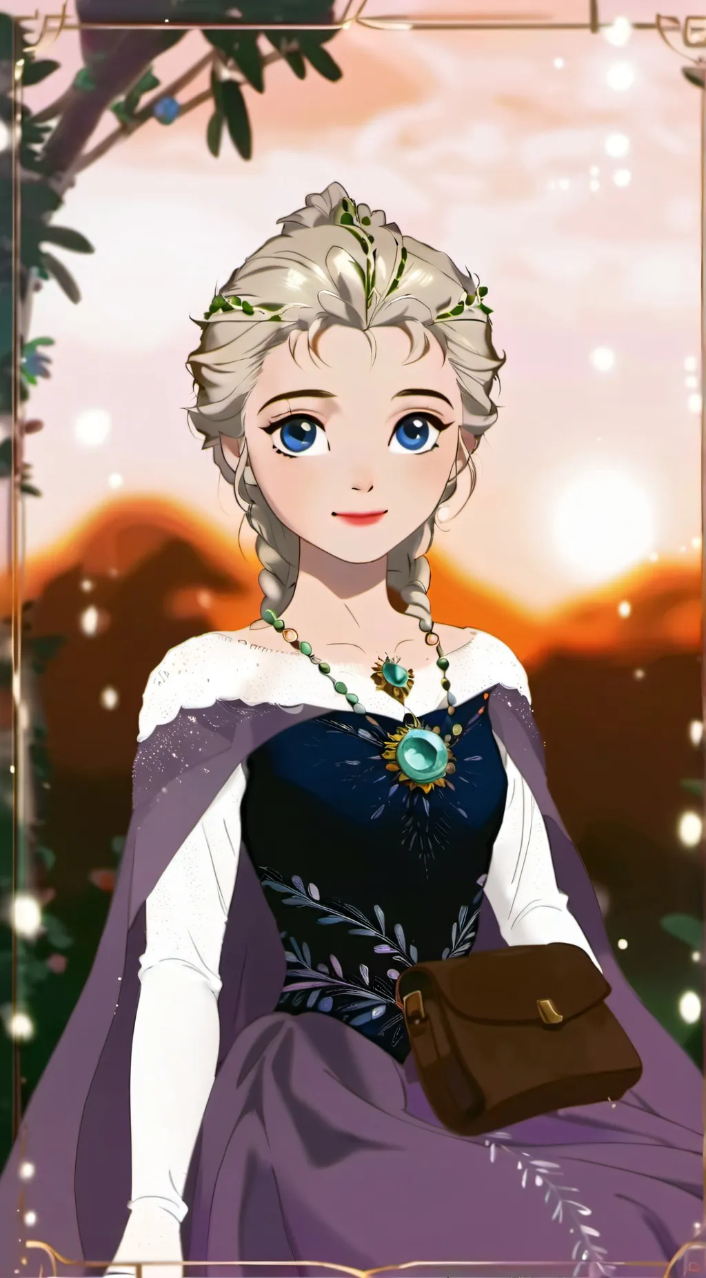 ai character: Purple Elsa  background
