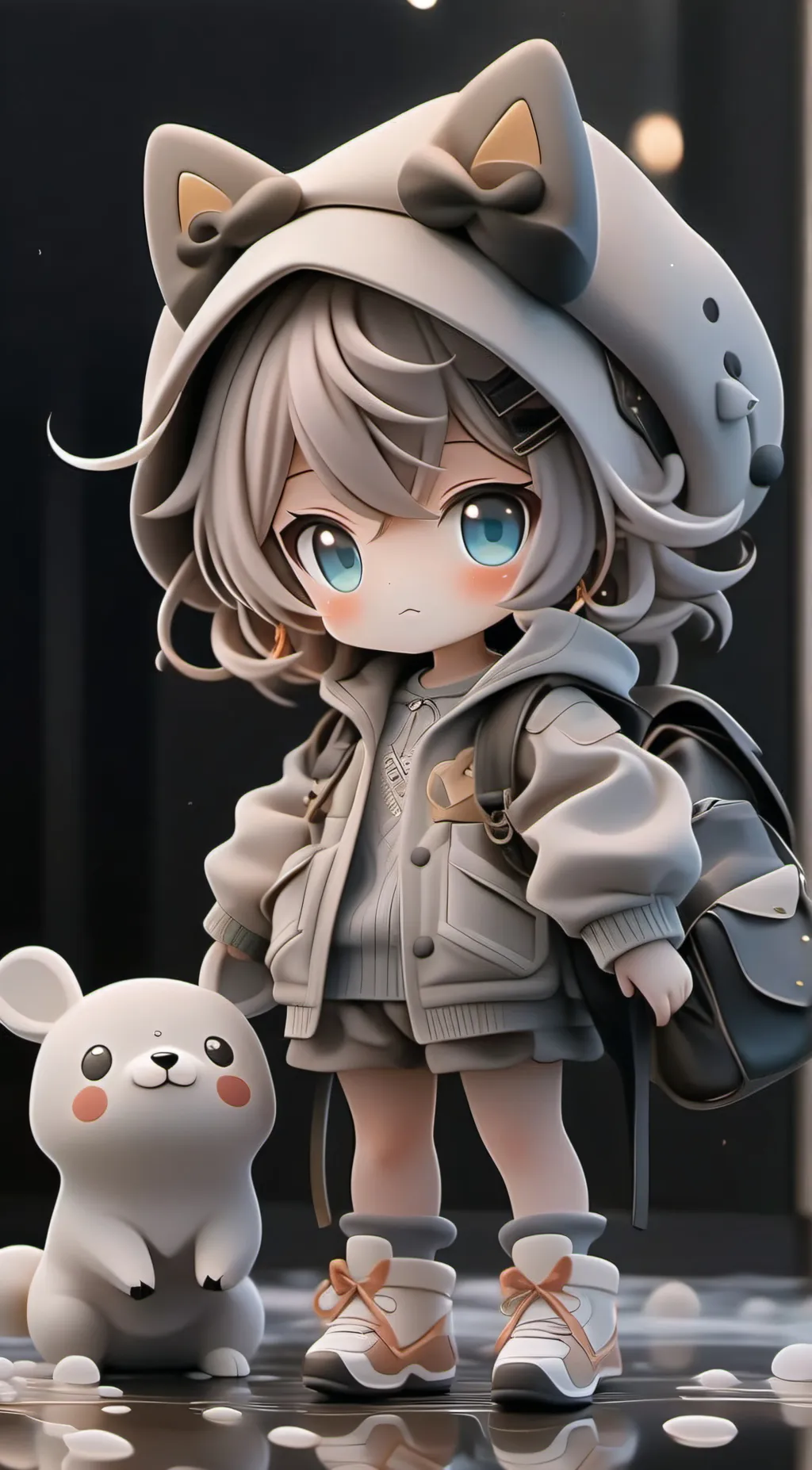 ai character: Kitty glitter background