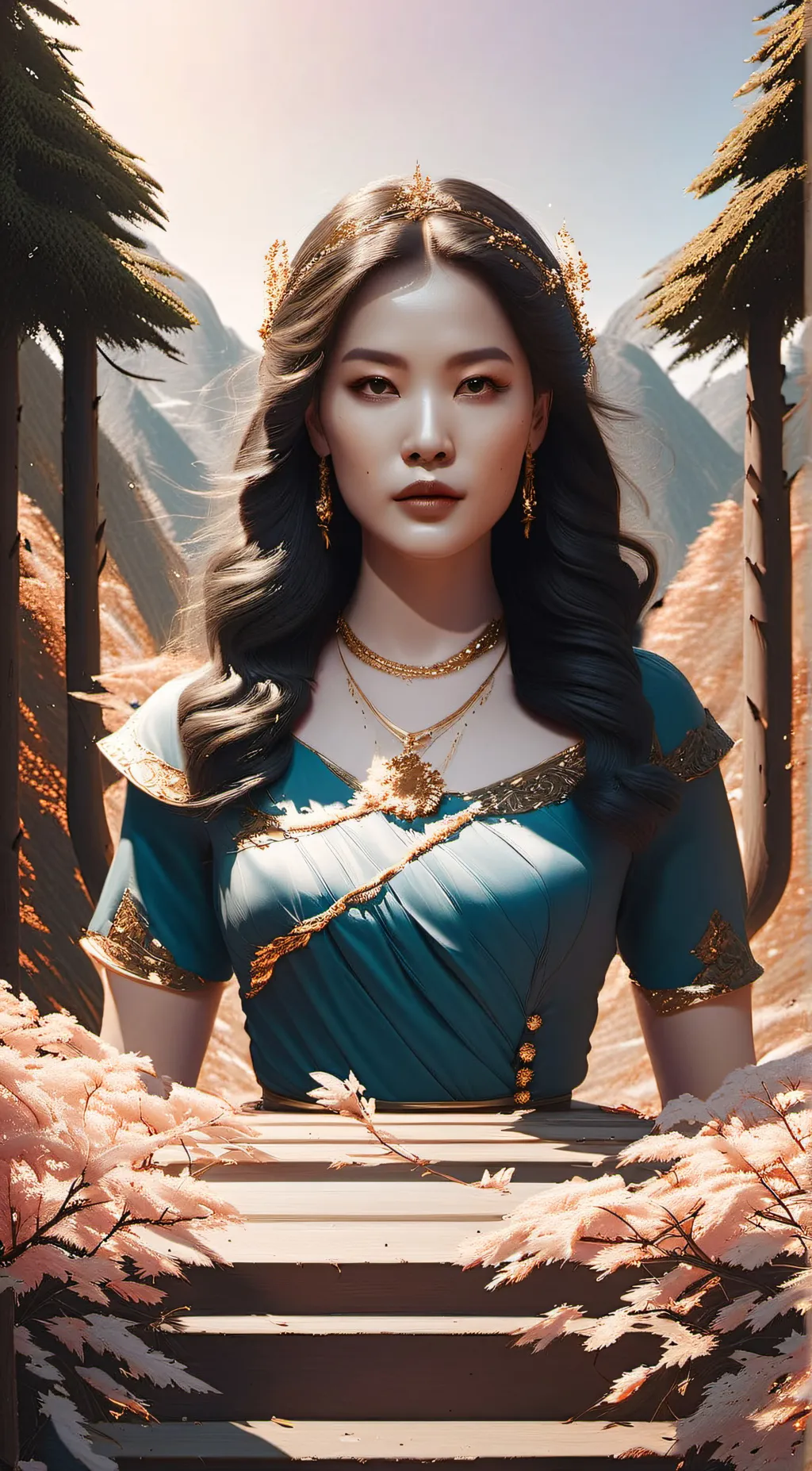 ai character: kissing girl  background