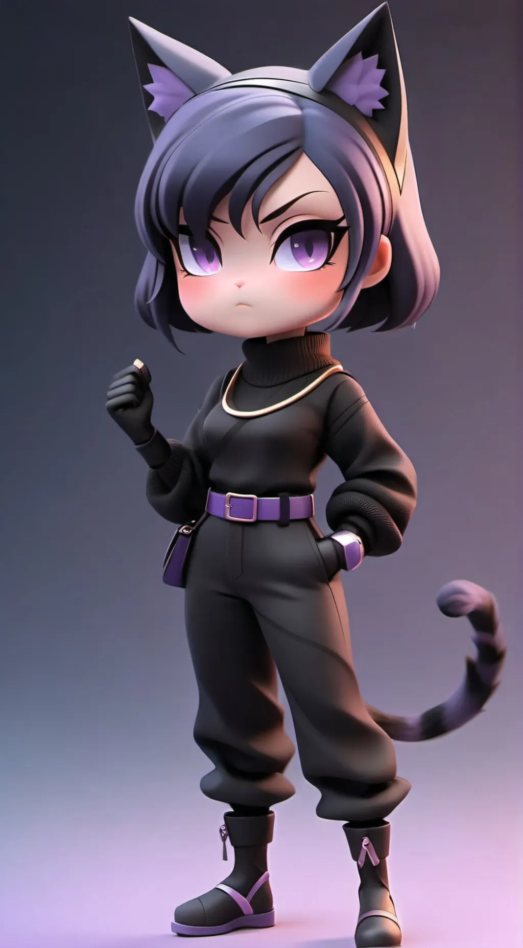 ai character: cat tv woman background