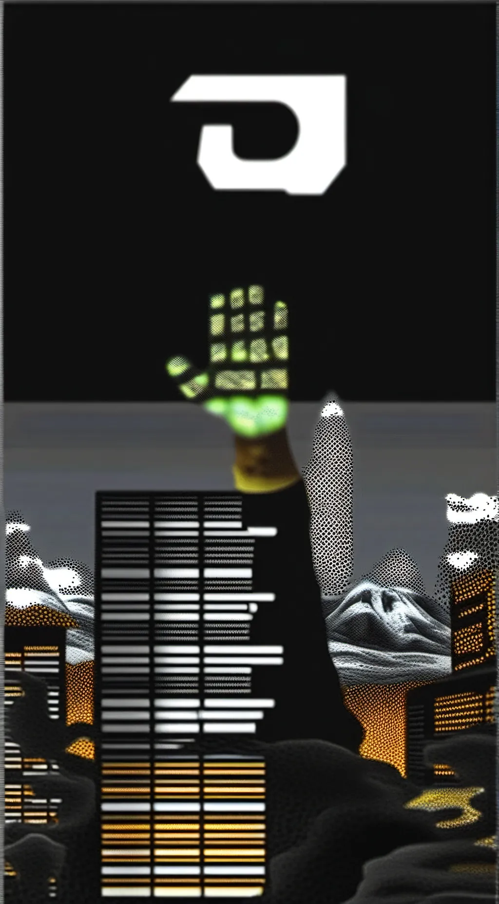 ai character: a giant hand background