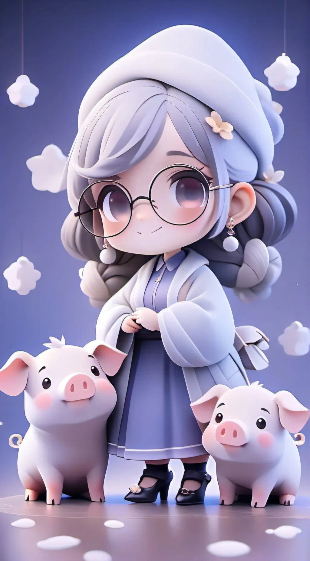 ai character: granny pig  background