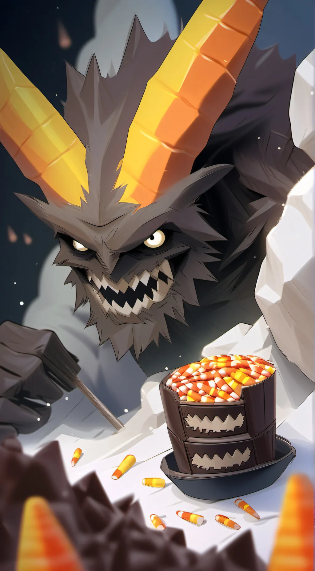 ai character: Fudge Monster  background
