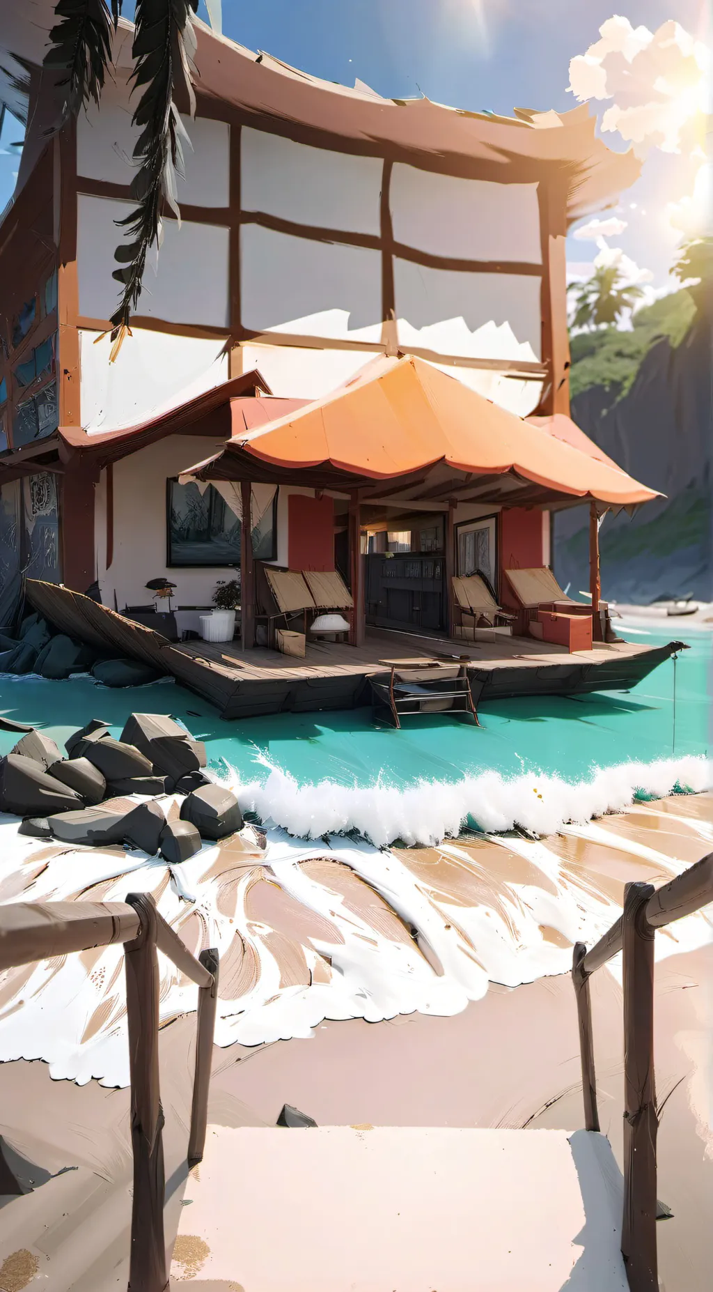ai character: kny beach background