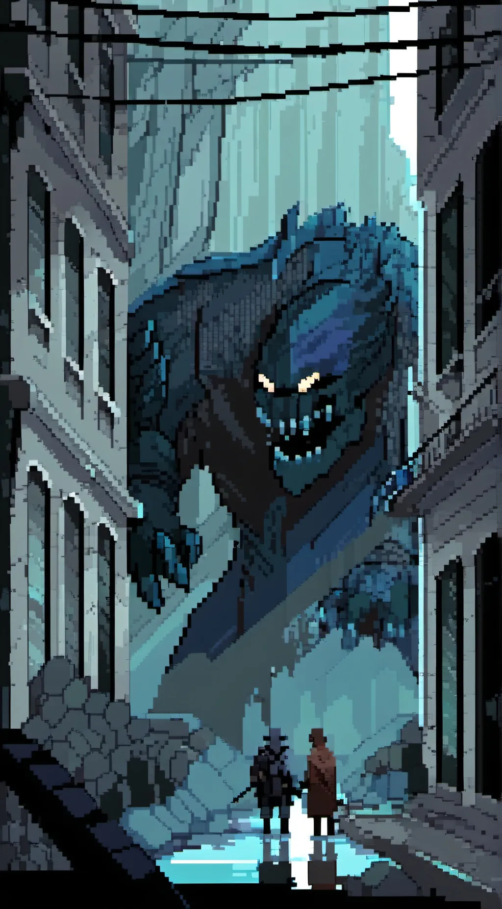 ai character: The Voices:C:Blue background