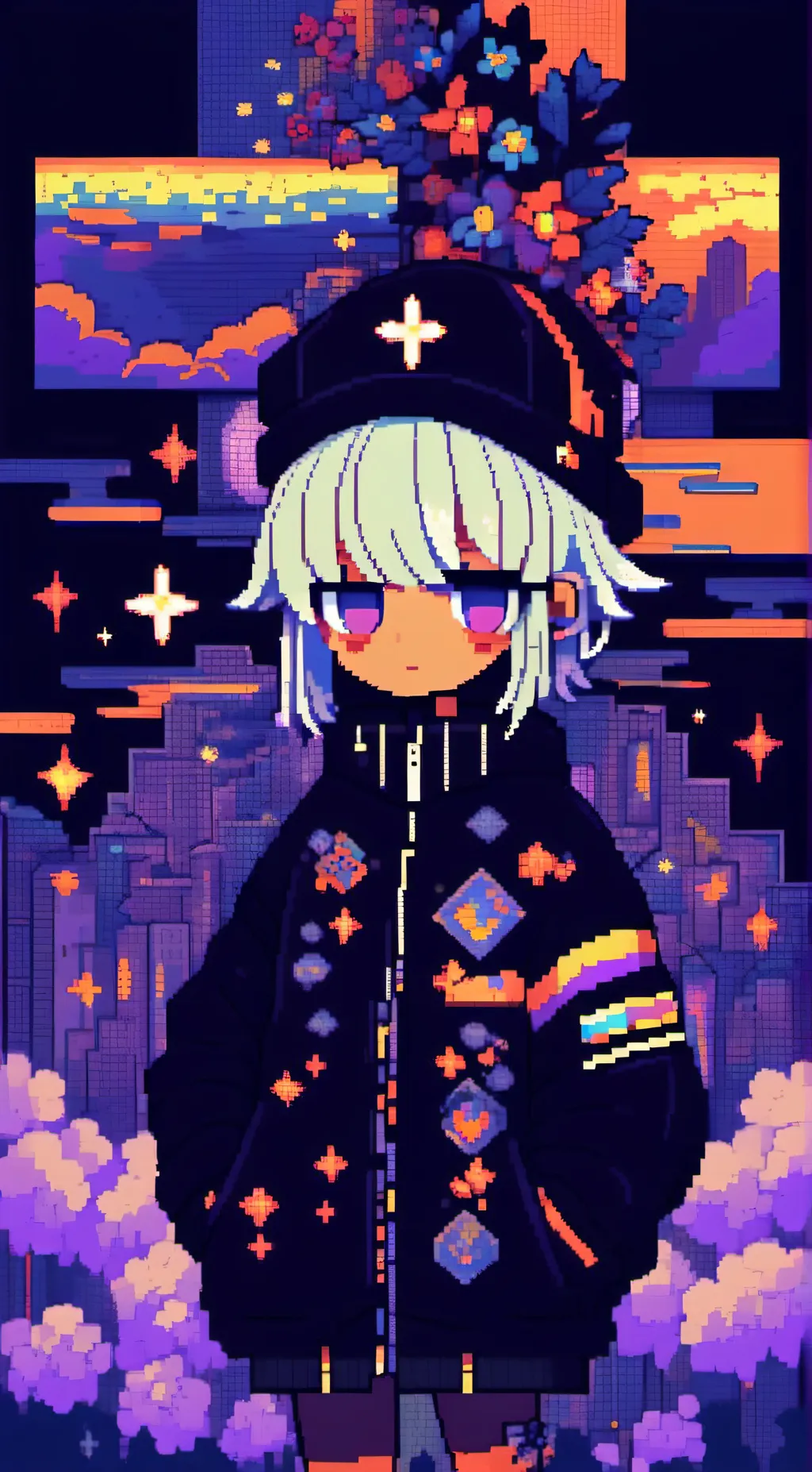 ai character: Purple background
