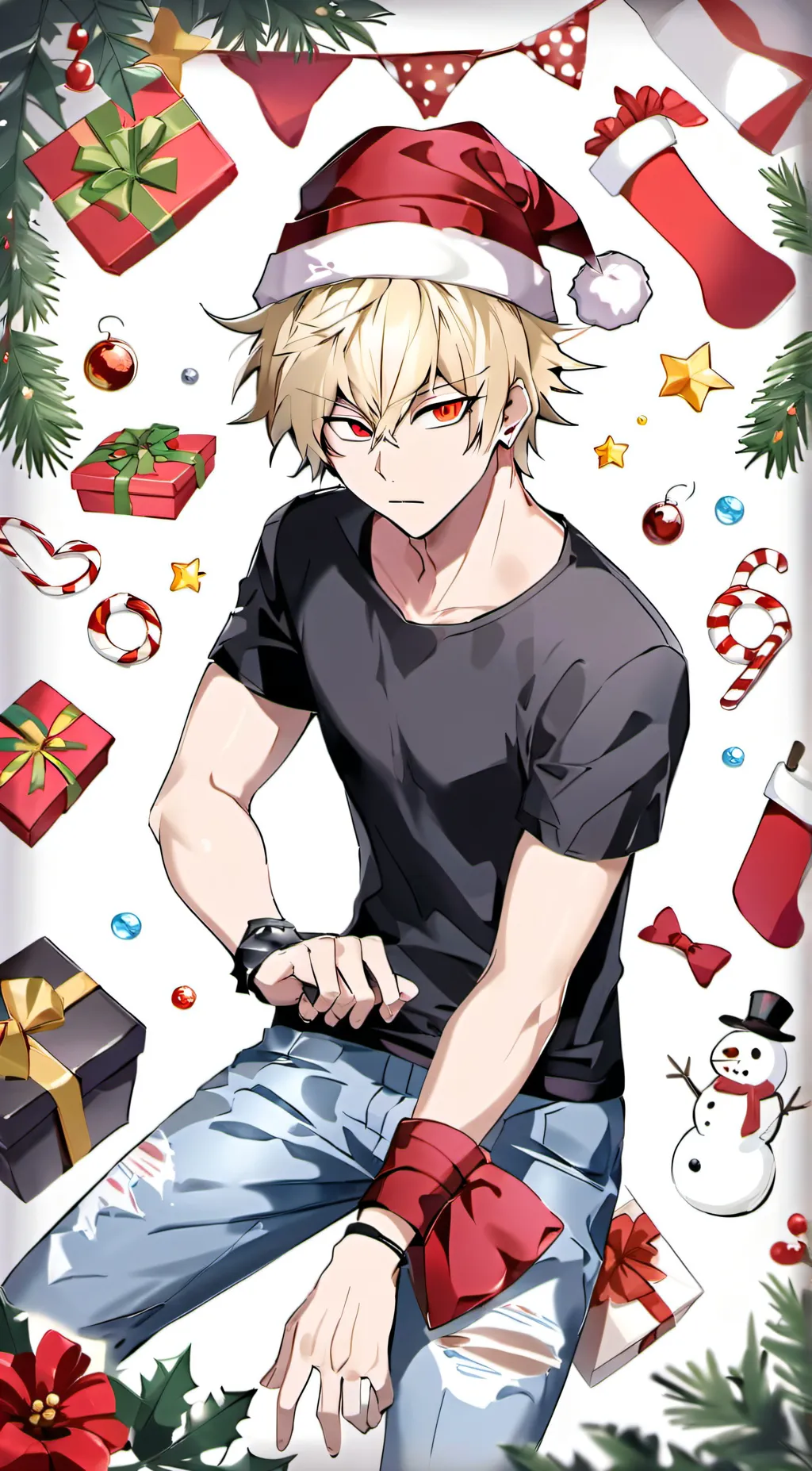 ai character: Christmas Bakugo  background