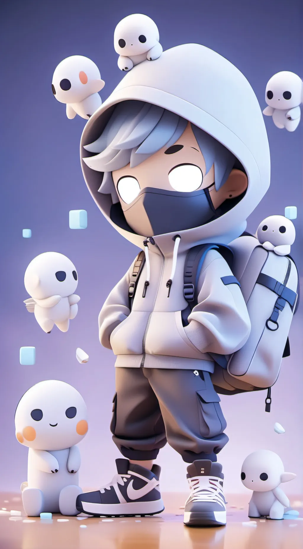 ai character: white stickman background