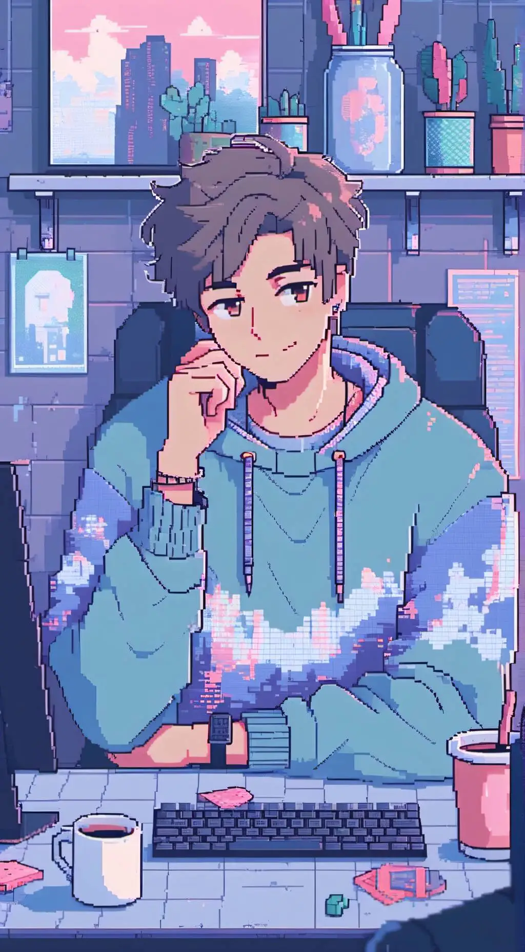 ai character: Tsb Man face background