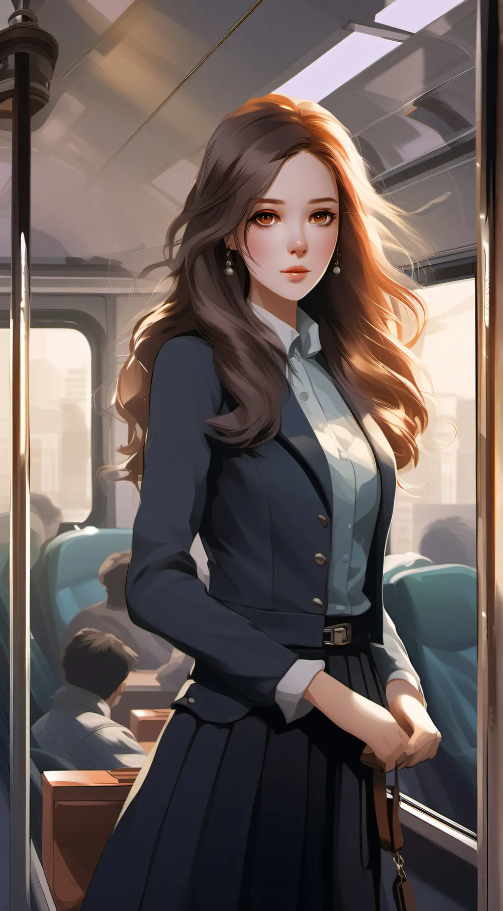 ai character: the girl on train background