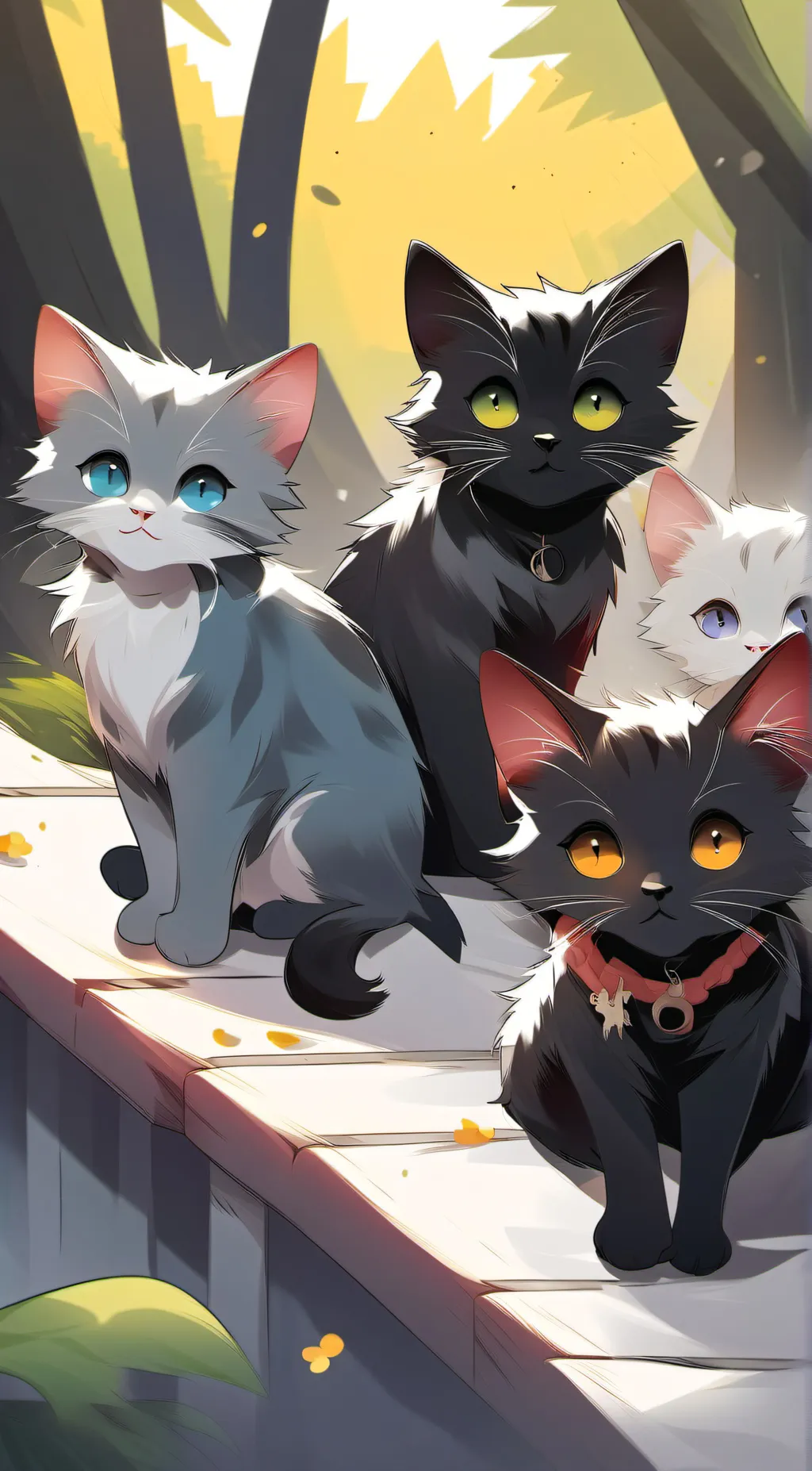 ai character: 4 little catsฅ😼ฅ  background
