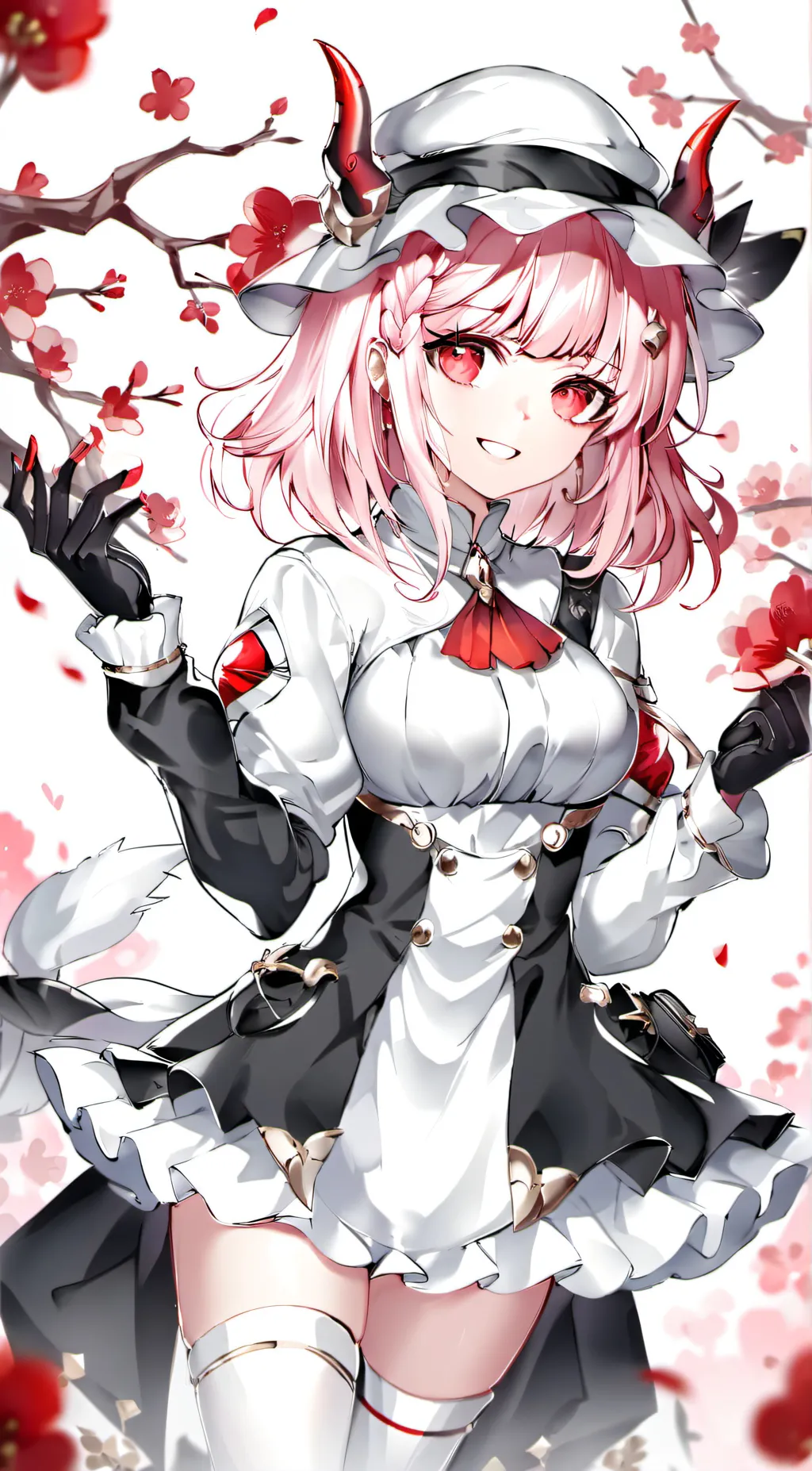 ai character: USA in a maid dres background