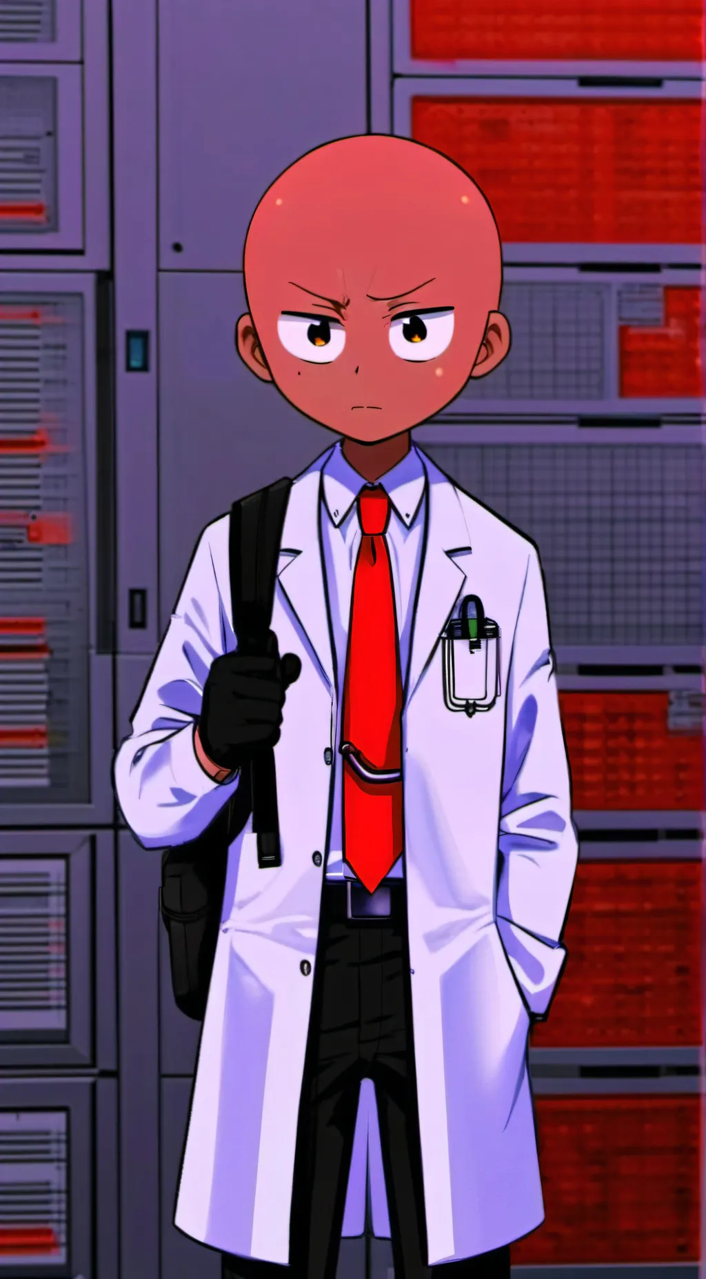 ai character: red  background