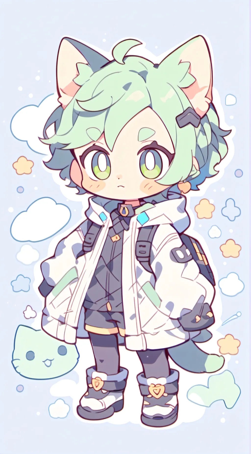 ai character: Izuku (as a cat)  background
