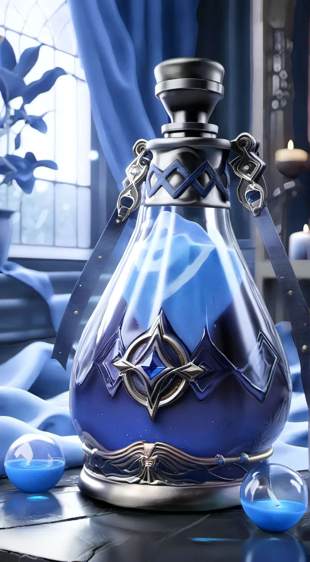 ai character: Blue potion  background