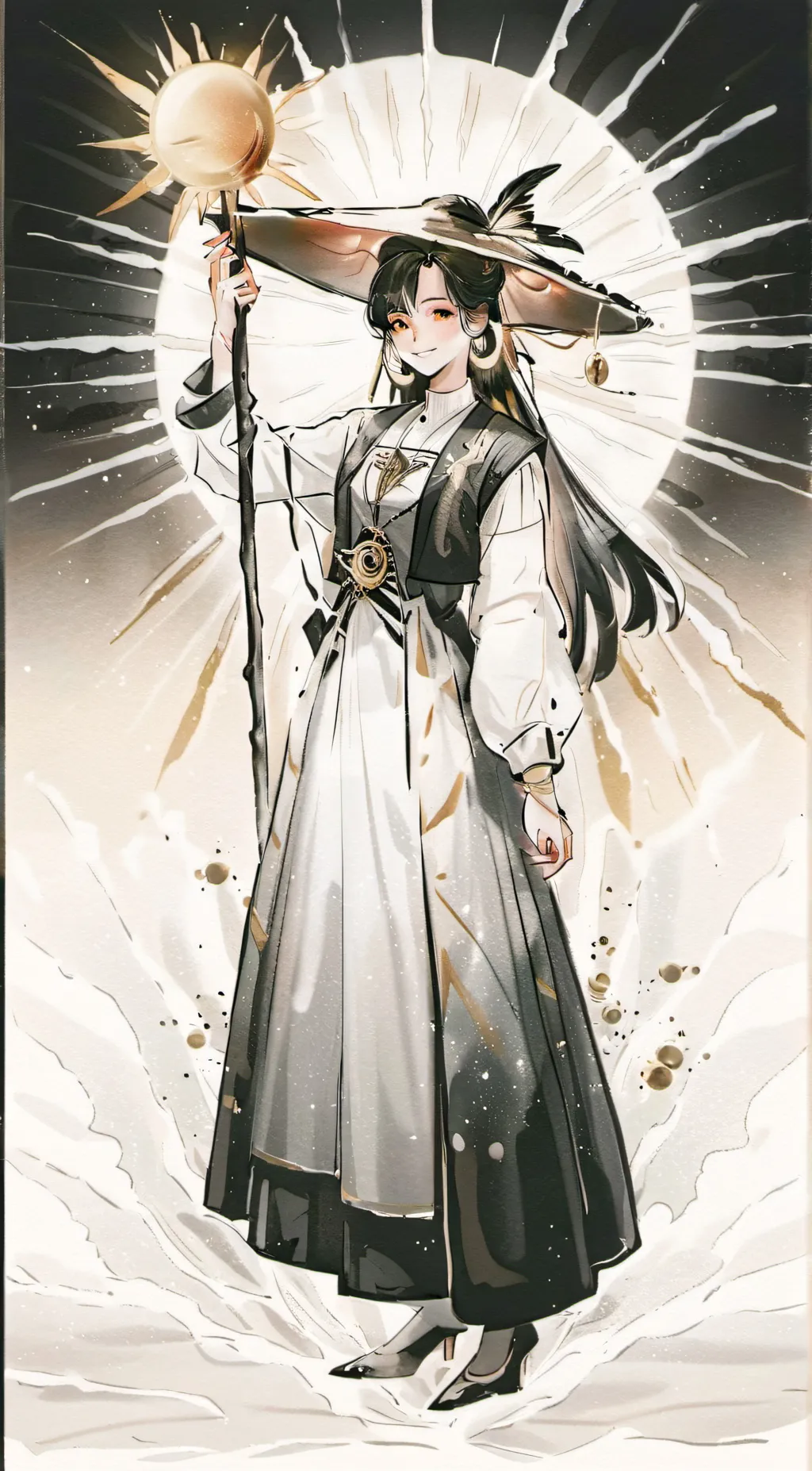 ai character: the sun goddess.  background