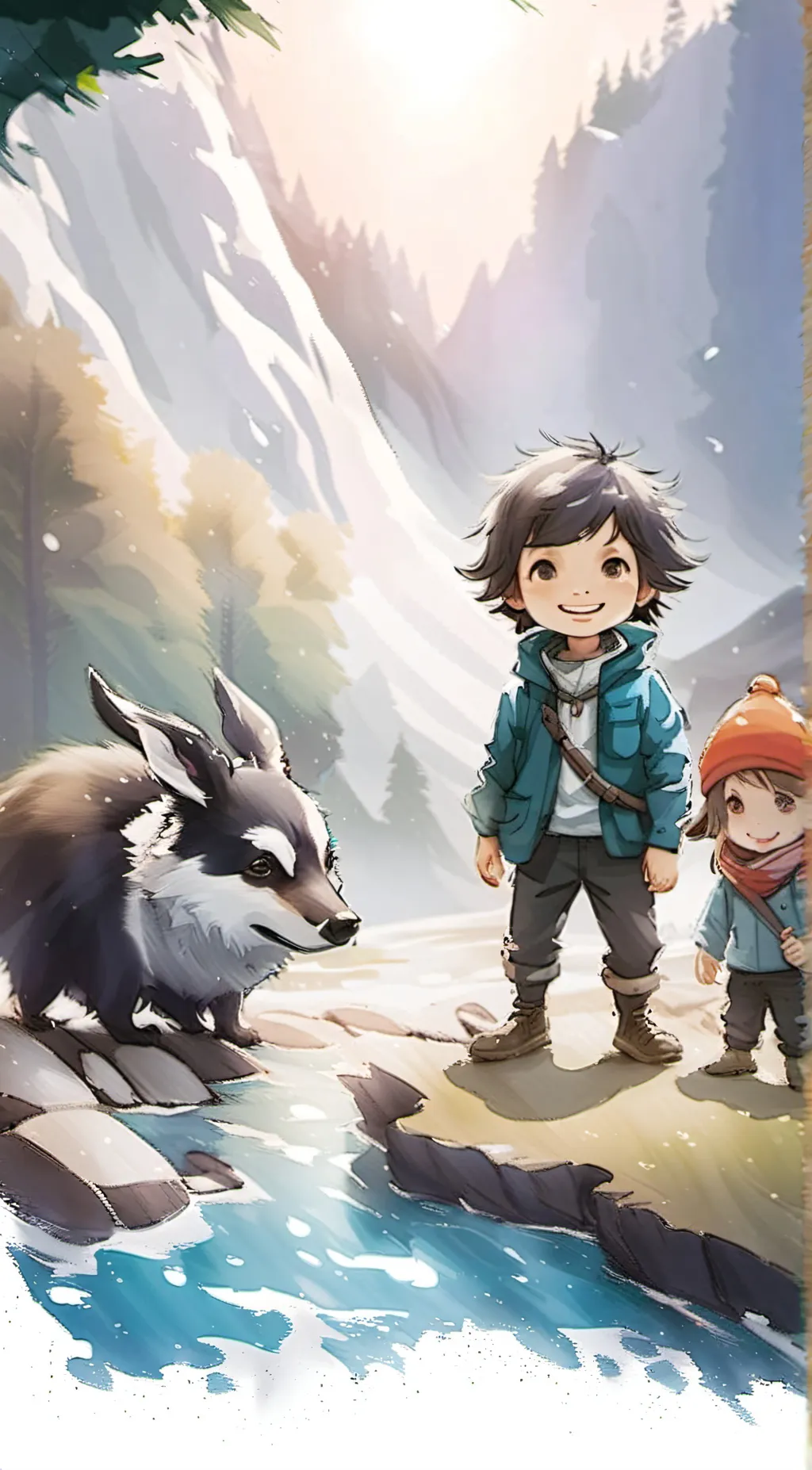 ai character: smiling critters background