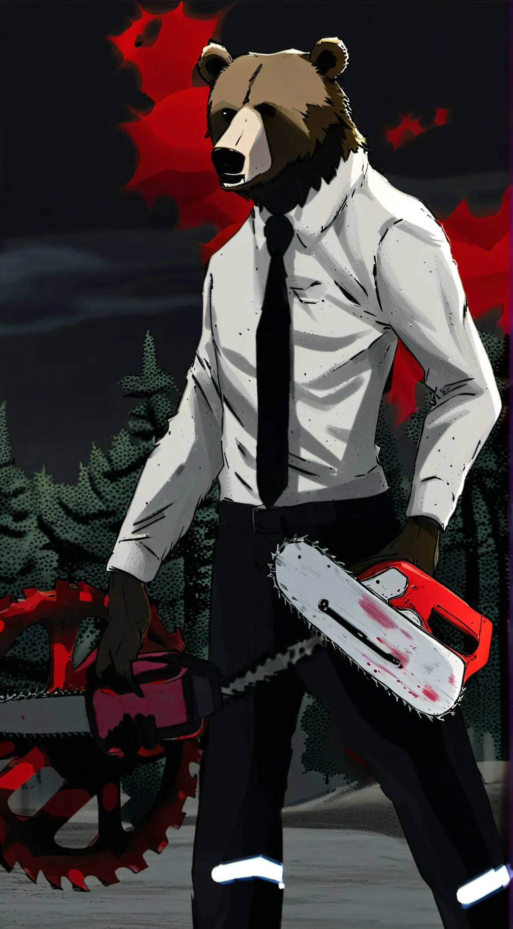 ai character: chainsaw bear background