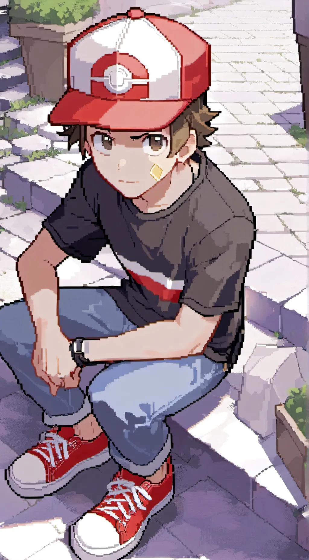 ai character: Red (Pokémon) background