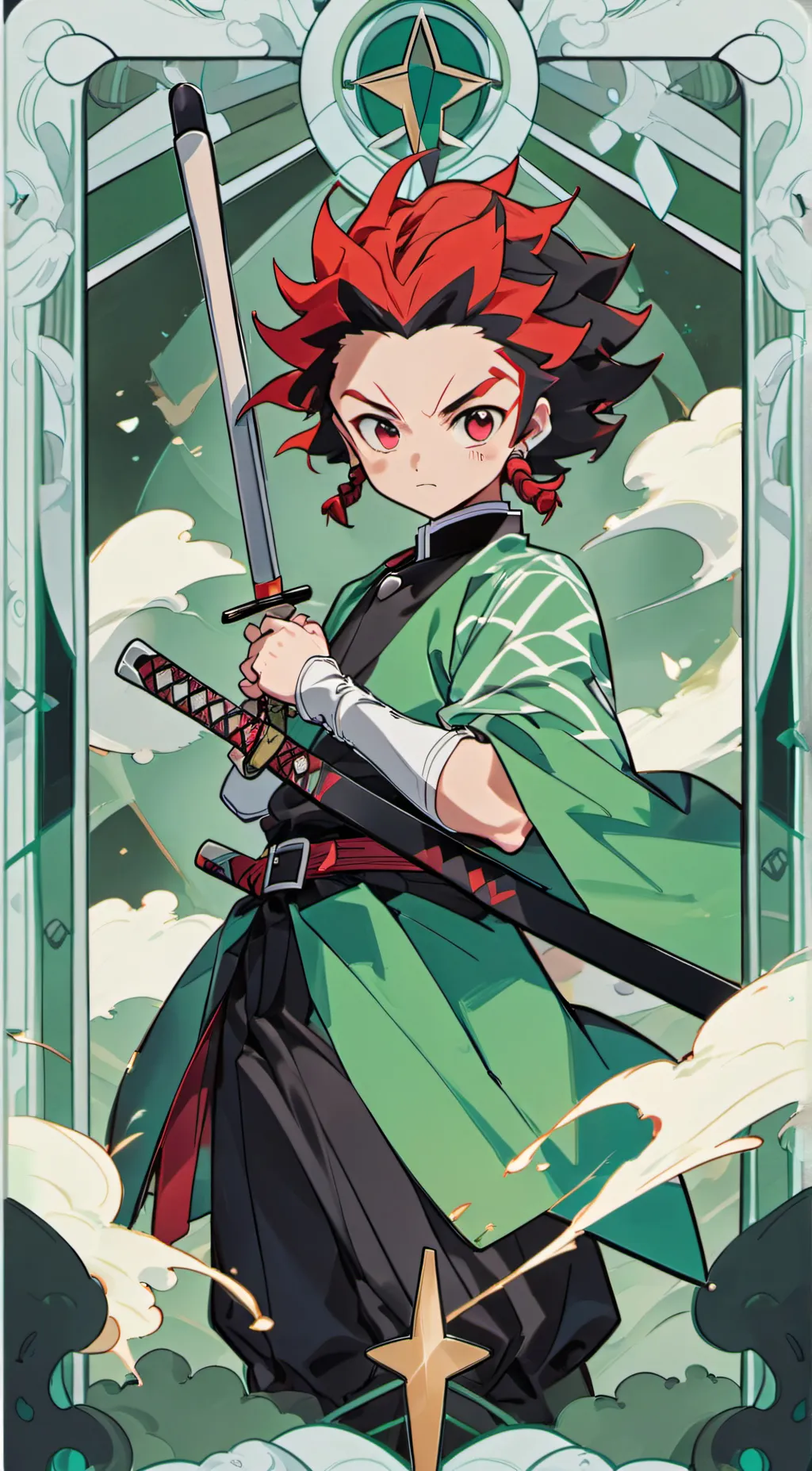 ai character: Tanjiro and group  background