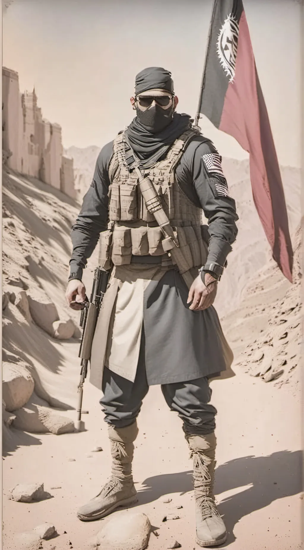 ai character: Commander con background