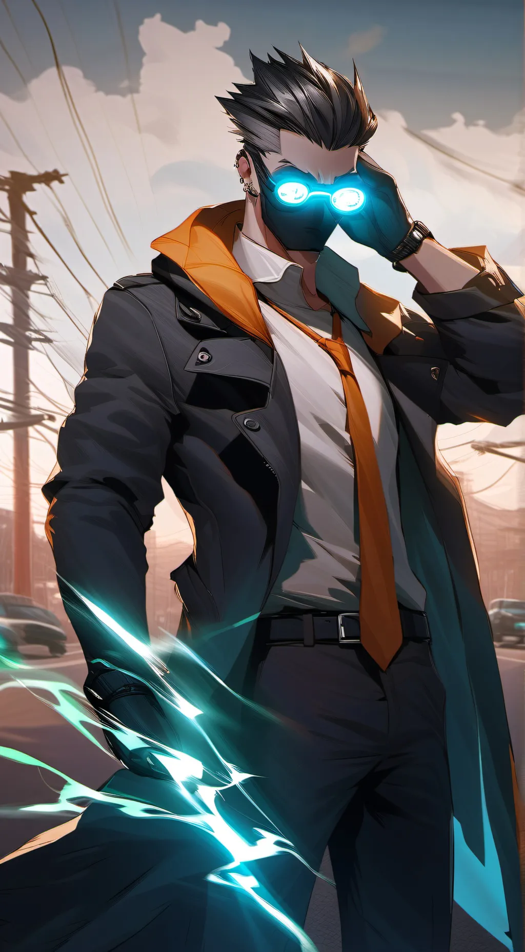 ai character: Electricity man background