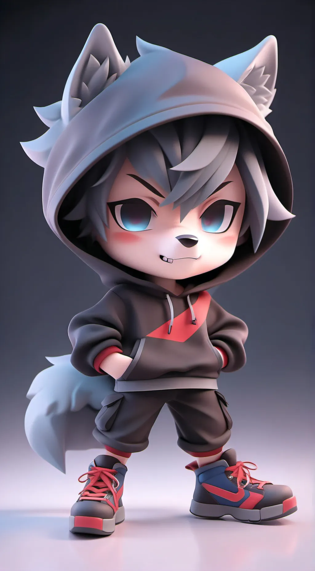 ai character: Janni Exe Wolf 💙❤ background
