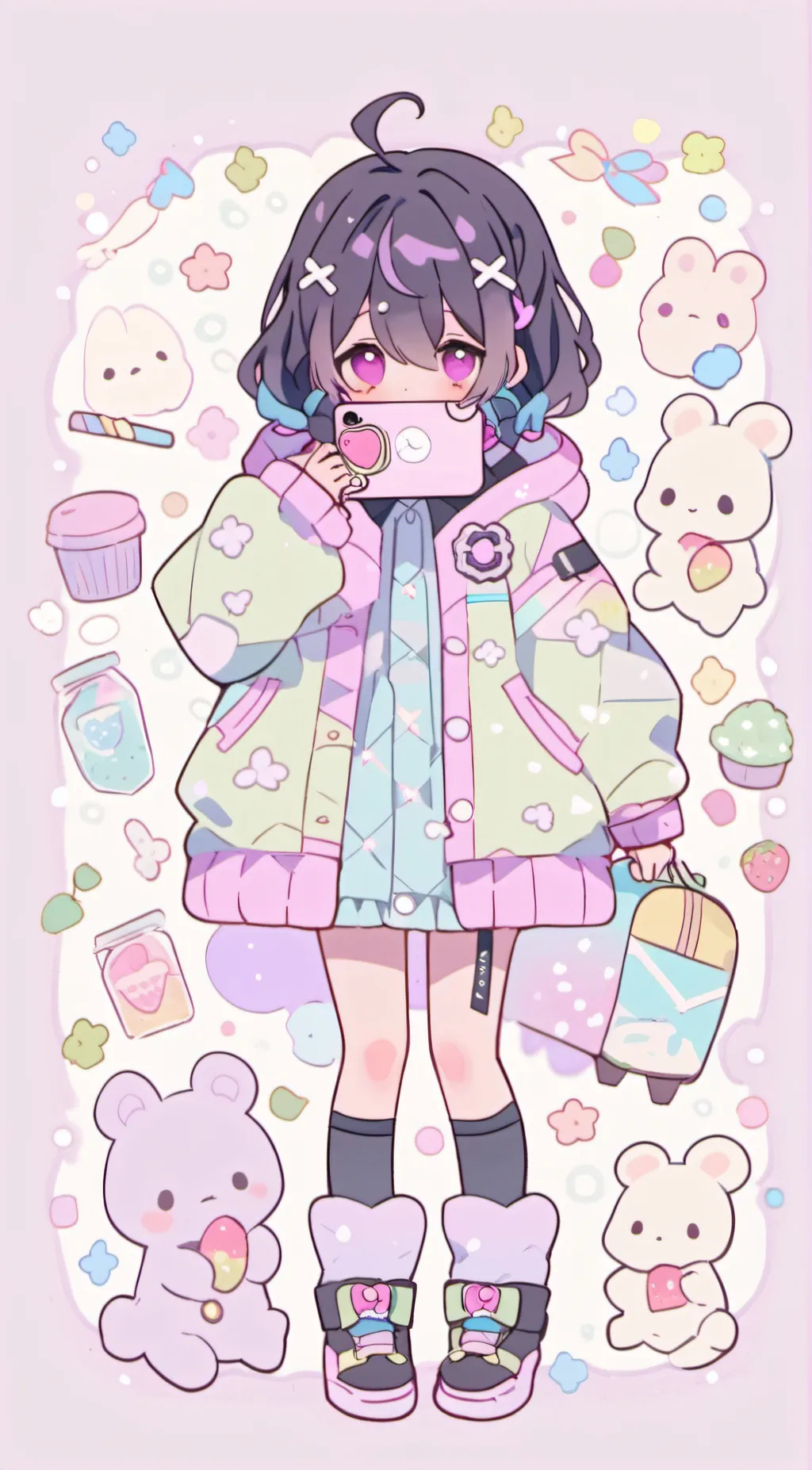 ai character: mha (snowy day) background